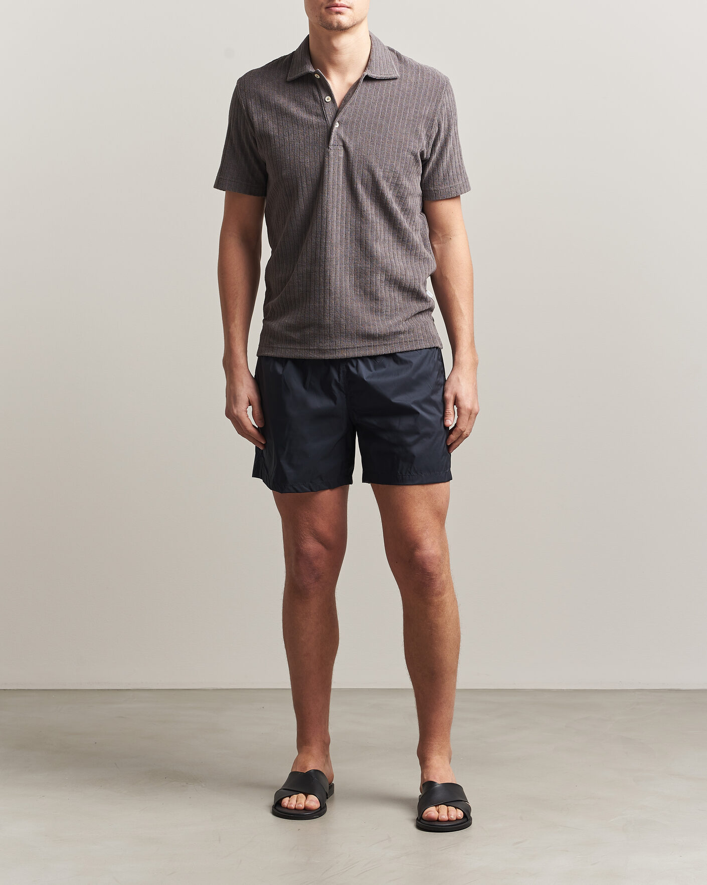 Men | Polo Shirts | Fedeli | Rib Terry Polo Taupe