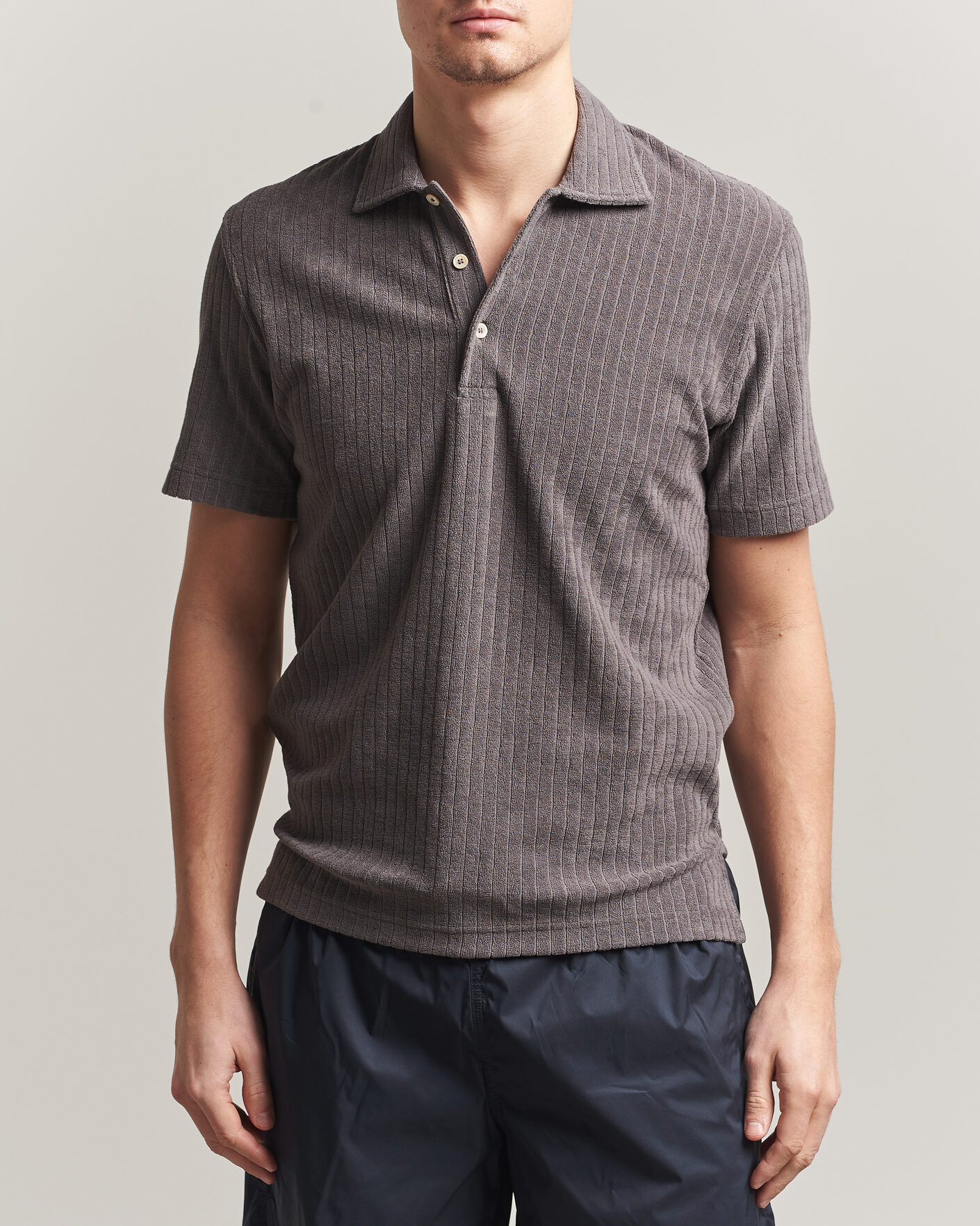 Men | Polo Shirts | Fedeli | Rib Terry Polo Taupe