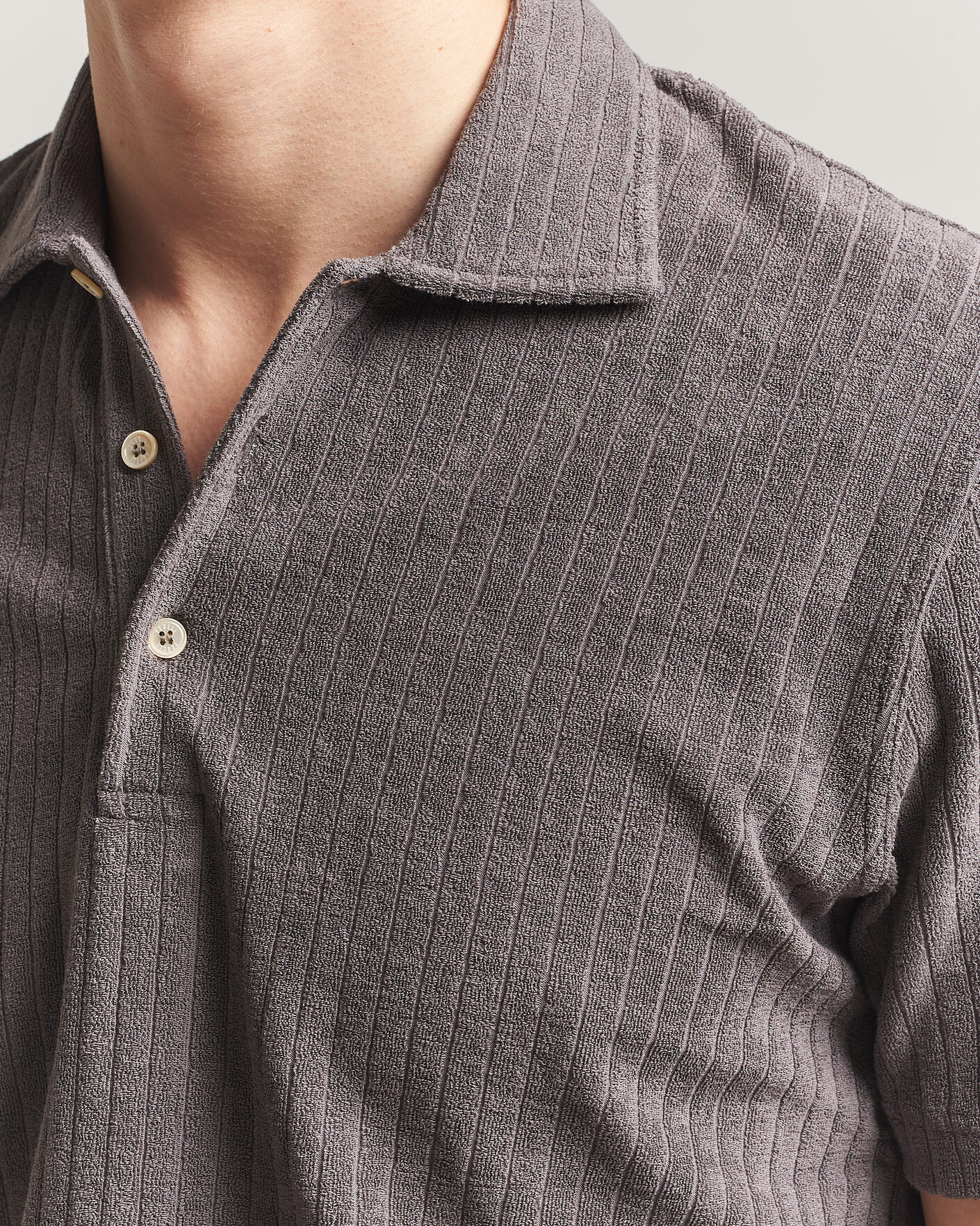 Men | Polo Shirts | Fedeli | Rib Terry Polo Taupe