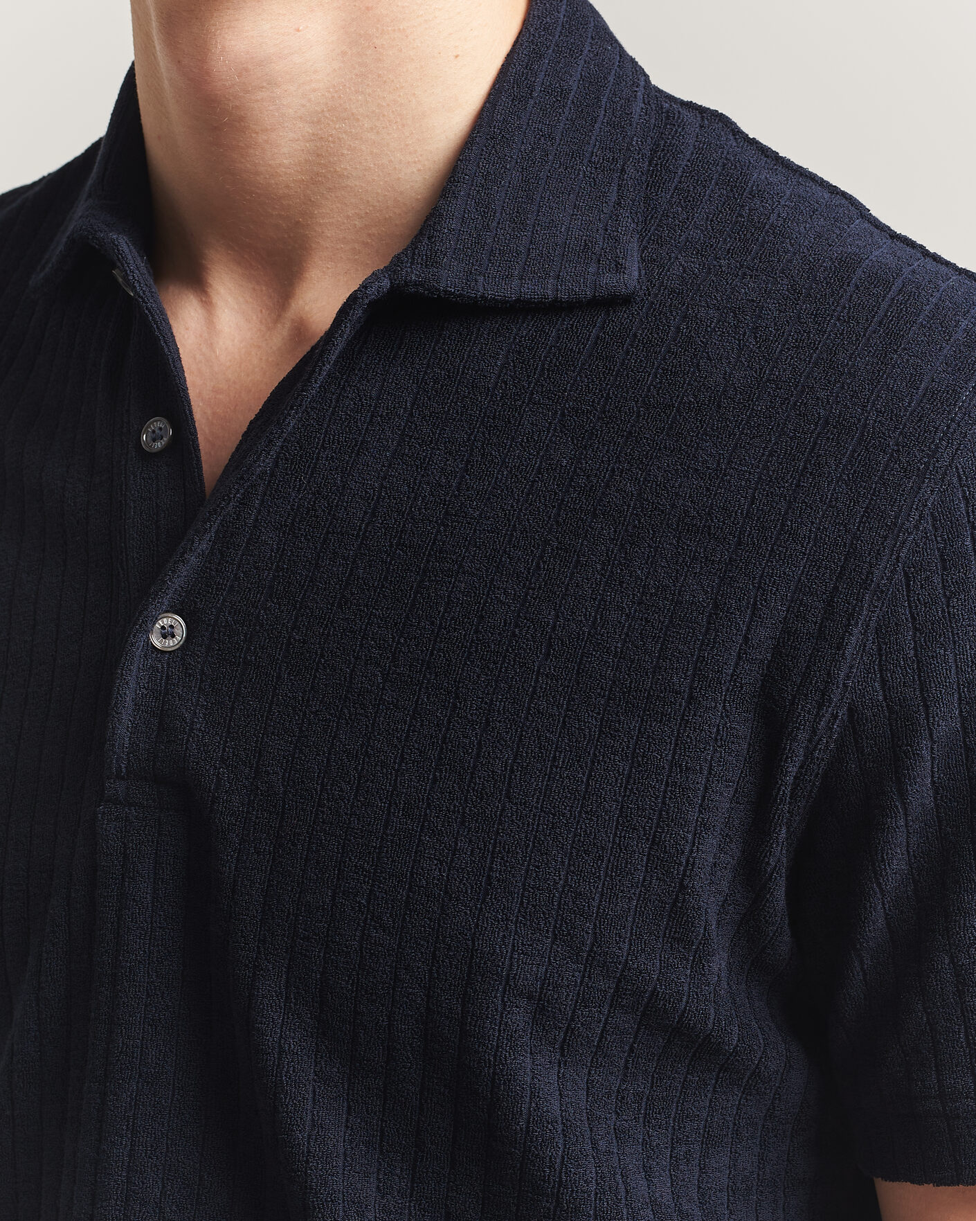 Men | Polo Shirts | Fedeli | Rib Terry Polo Navy