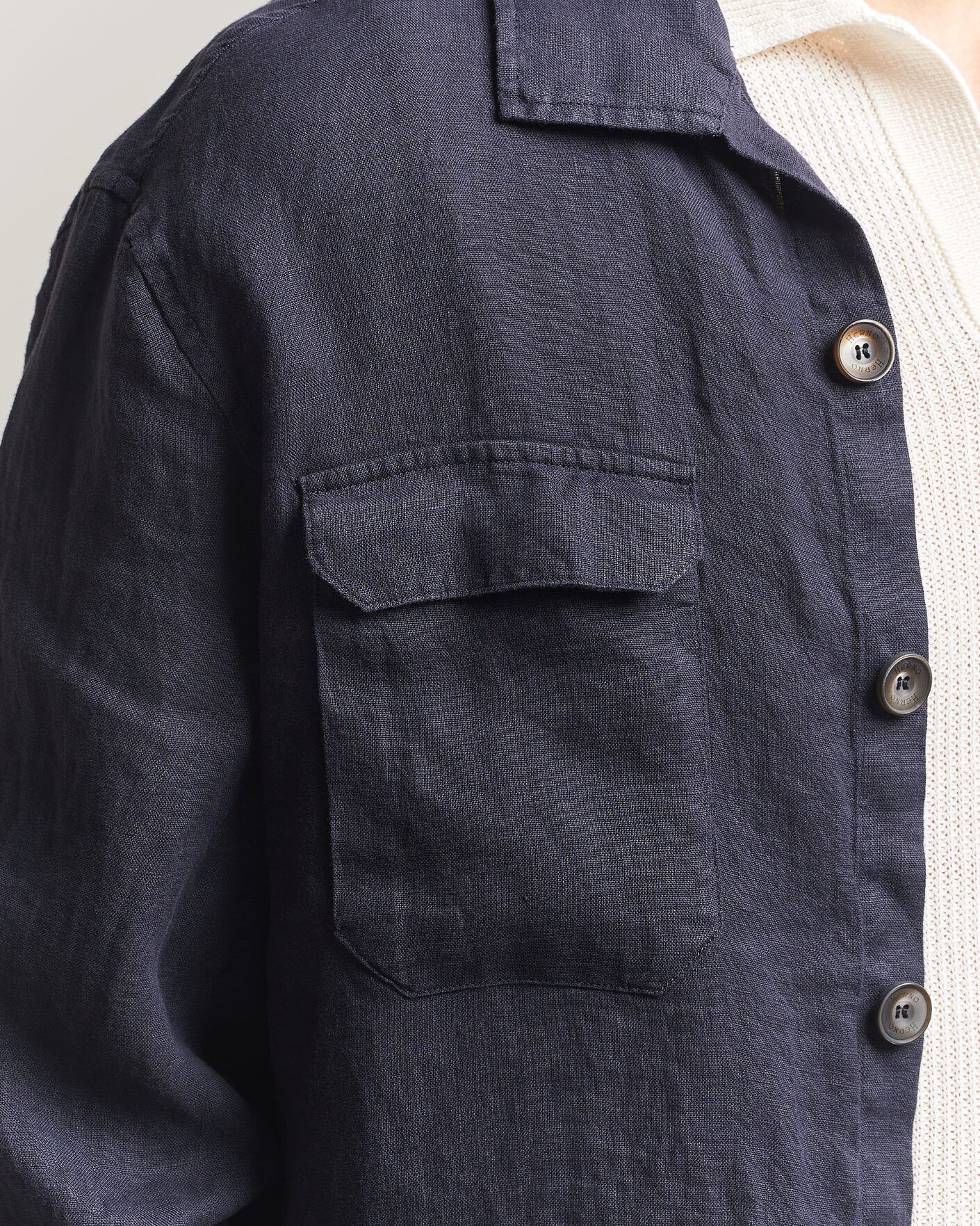 Men | Coats & Jackets | Herno | Linen Safari Jacket Navy