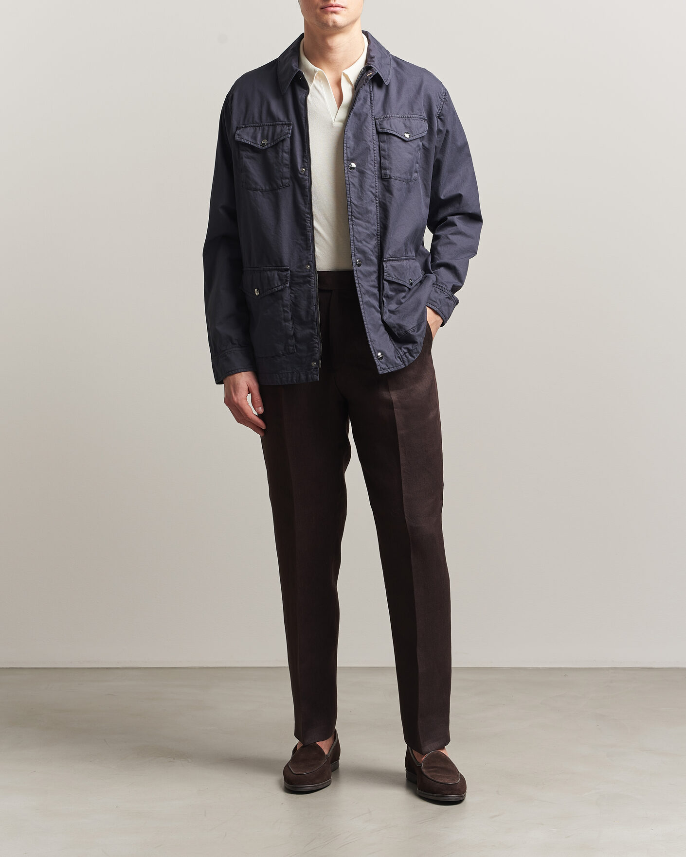 Men | Coats & Jackets | Herno | Washed Cotton Field Jacket Navy