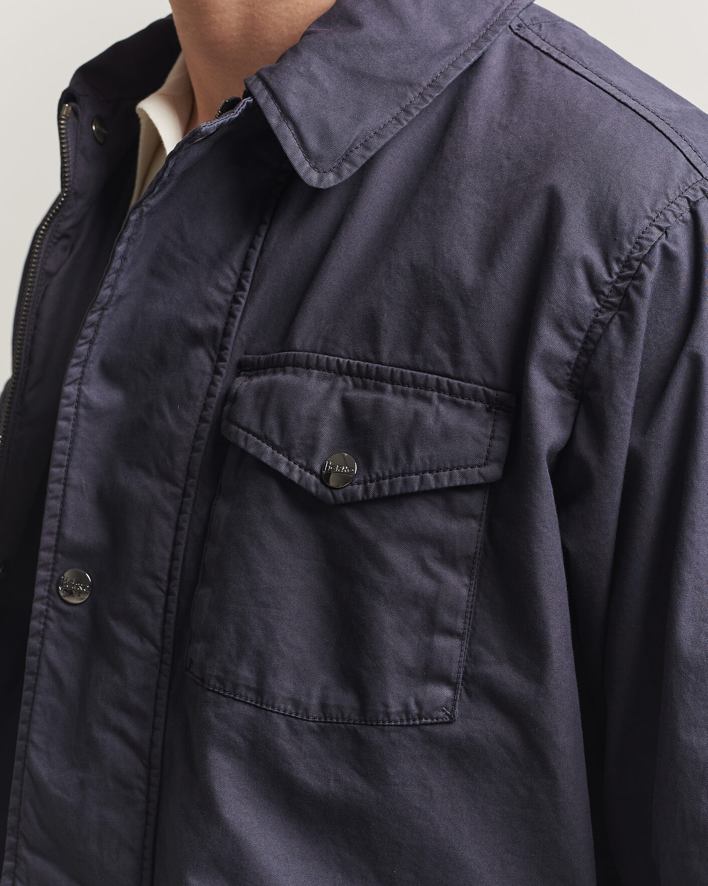 Men | Coats & Jackets | Herno | Washed Cotton Field Jacket Navy