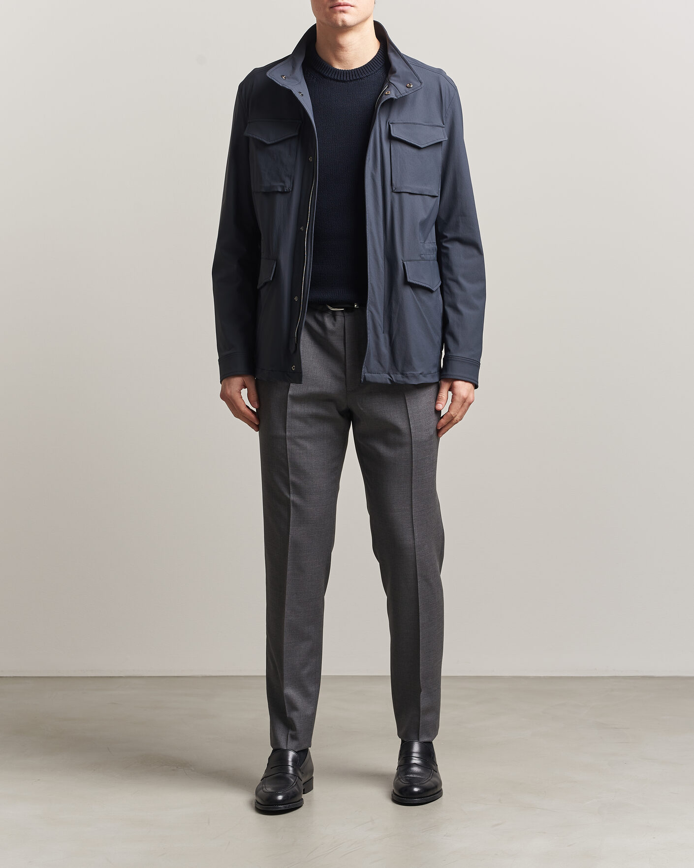 Men | Coats & Jackets | Herno | Soft Nylon Field Jacket Navy