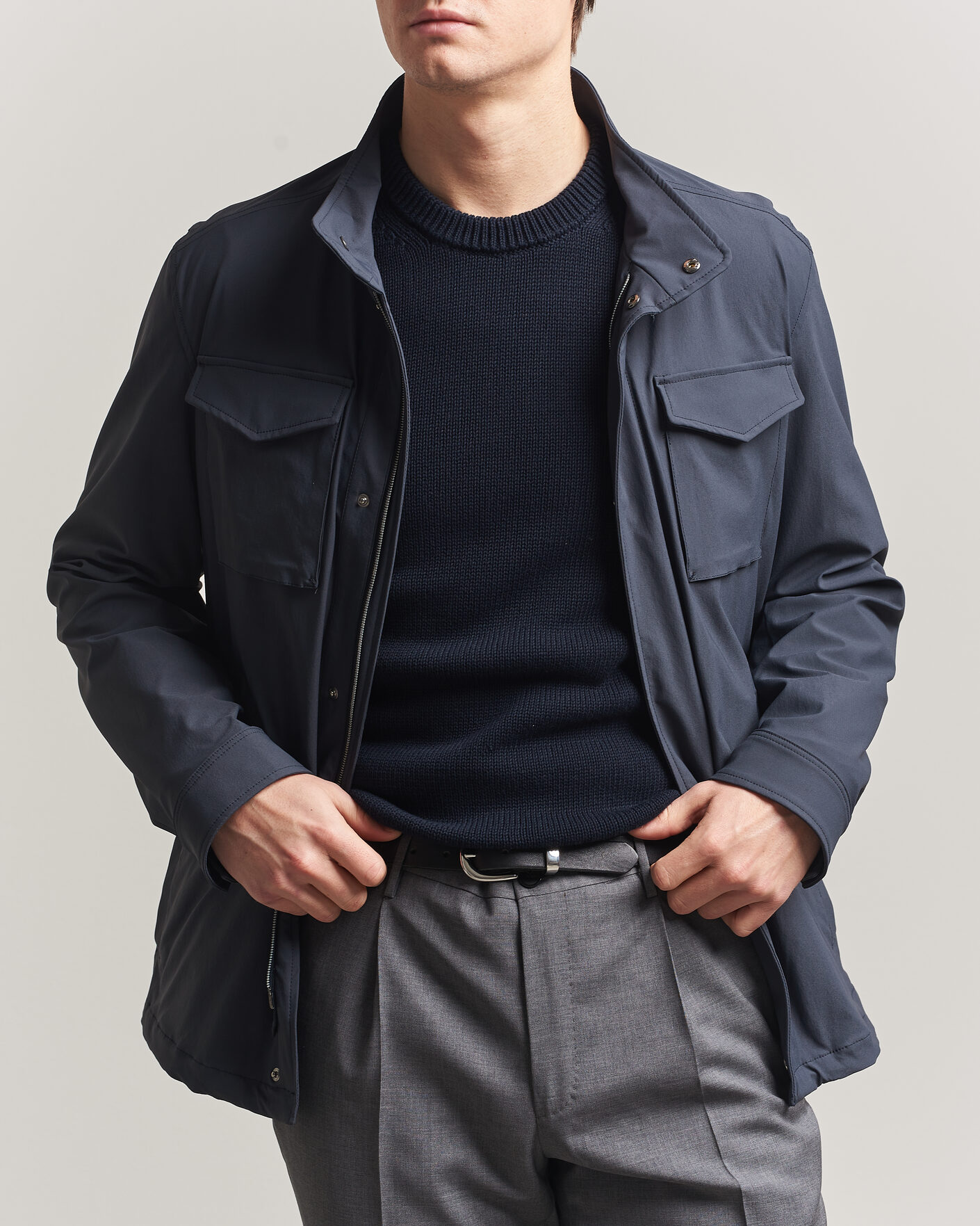 Men | Coats & Jackets | Herno | Soft Nylon Field Jacket Navy