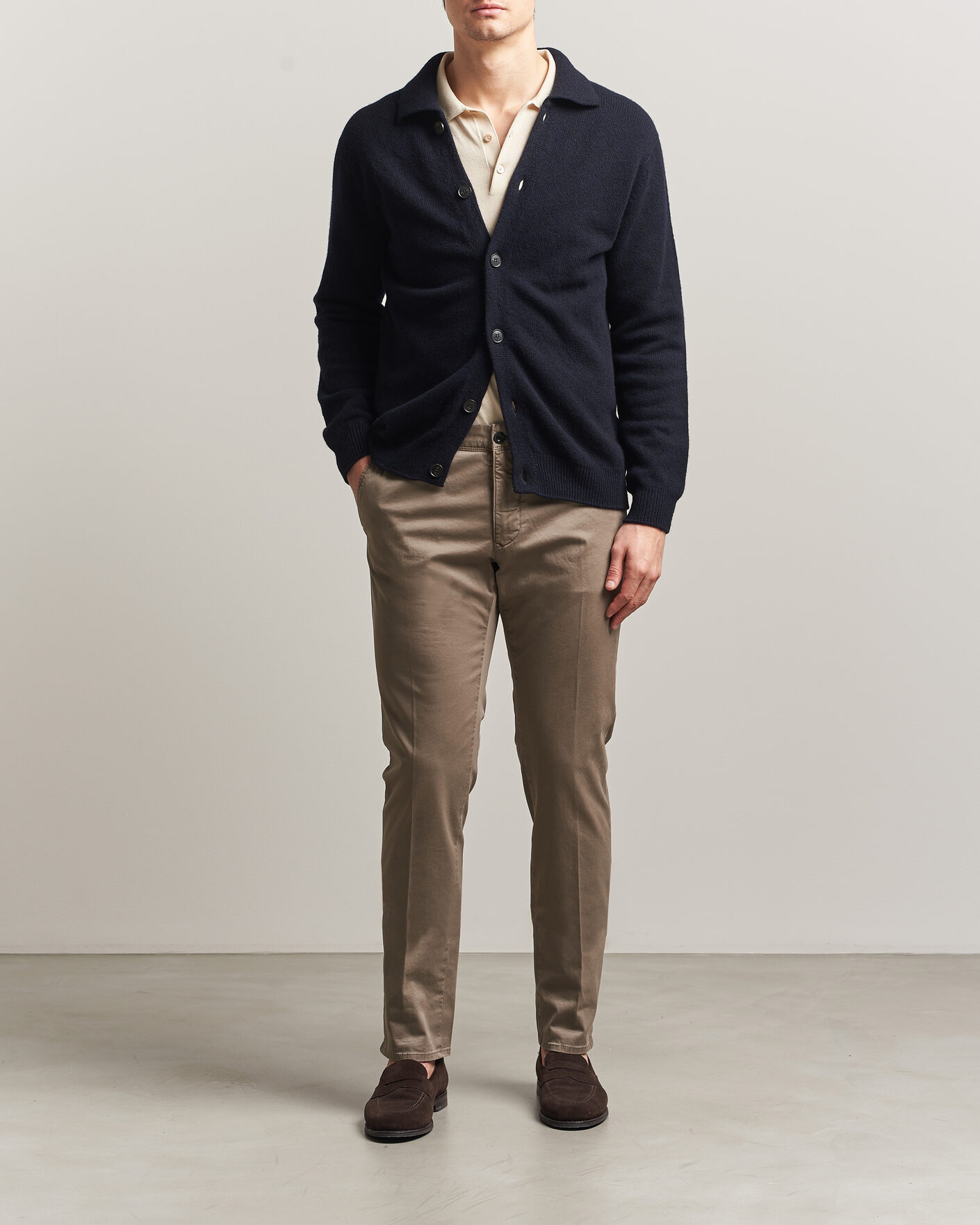 Men | Trousers | Incotex | Slim Fit Garment Dyed Slacks Taupe