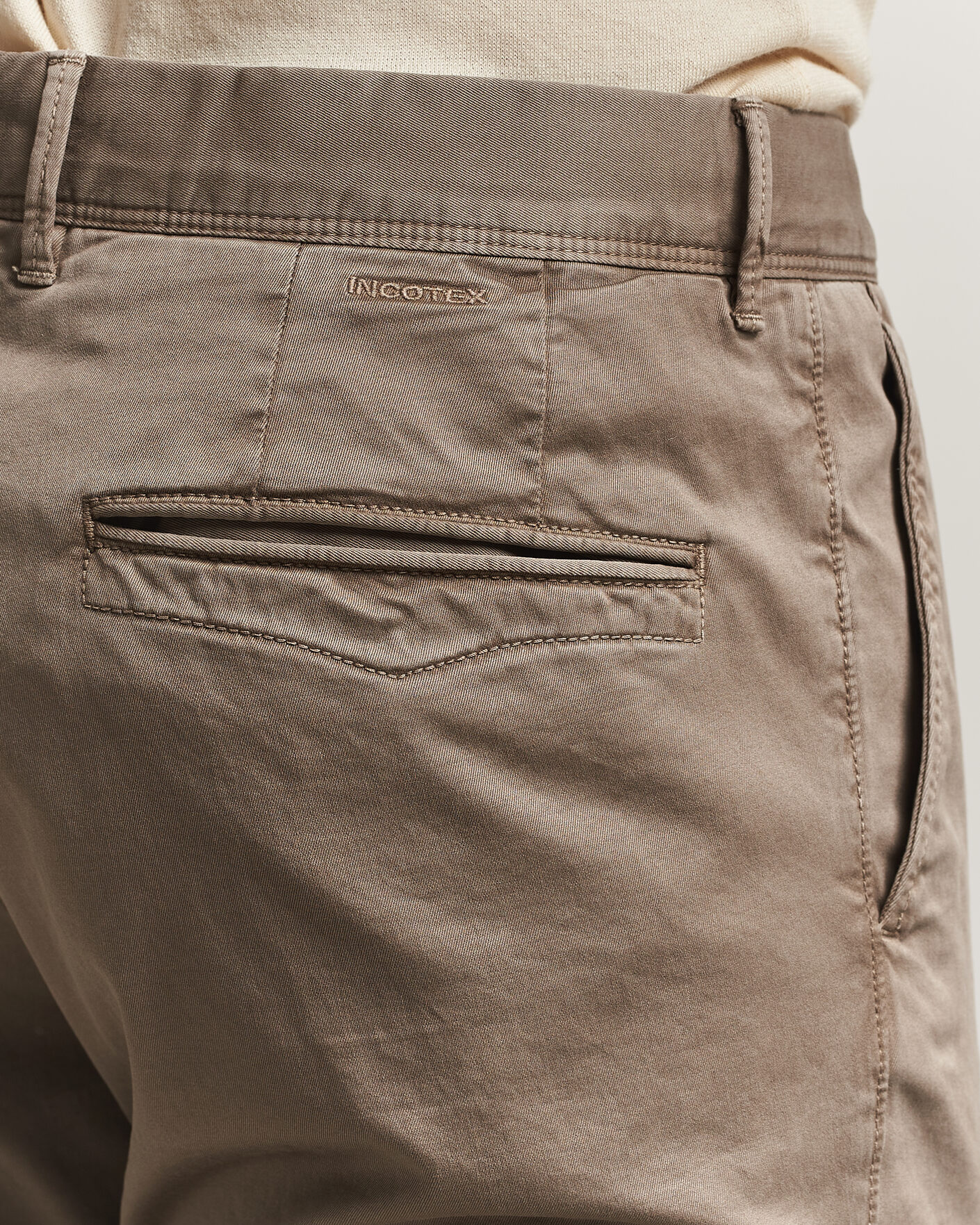 INCOTEX SLIMFIT Glen Check slacks 50 茶 Incotex Slim Fit Garment Dyed Slacks Taupe at CareOfCarl.com