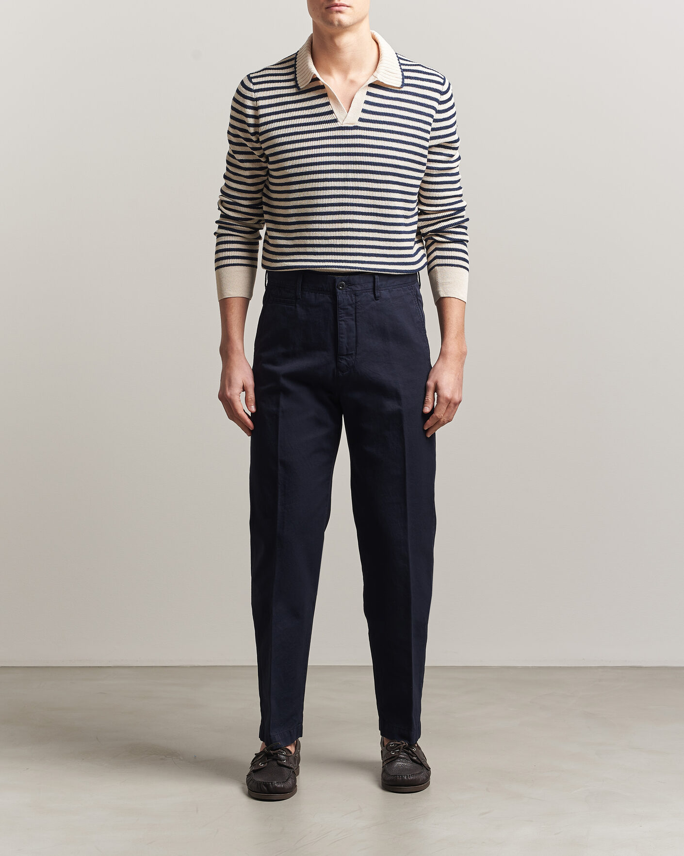 Men | Trousers | Incotex | Regular Fit Cotton/Linen Slacks Navy
