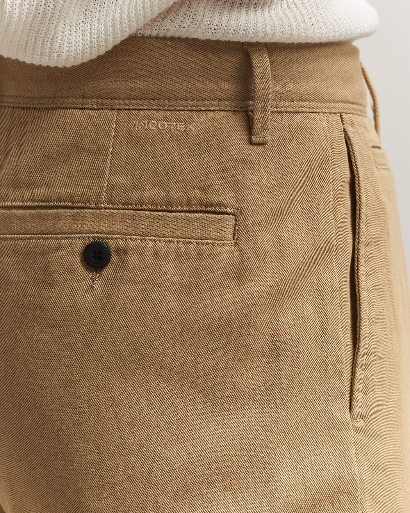 Men | Trousers | Incotex | Regular Fit Uniform Cotton Slacks Khaki