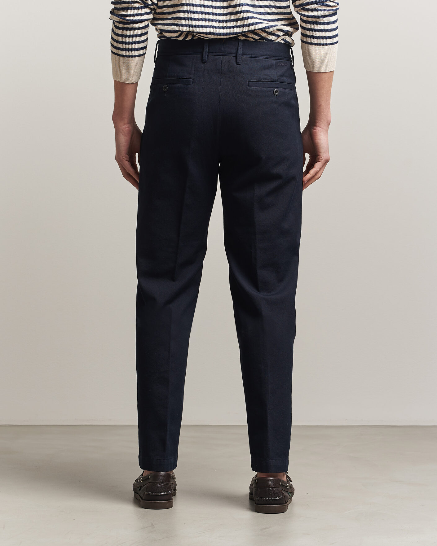 Men | Trousers | Incotex | Regular Fit Uniform Cotton Slacks Navy