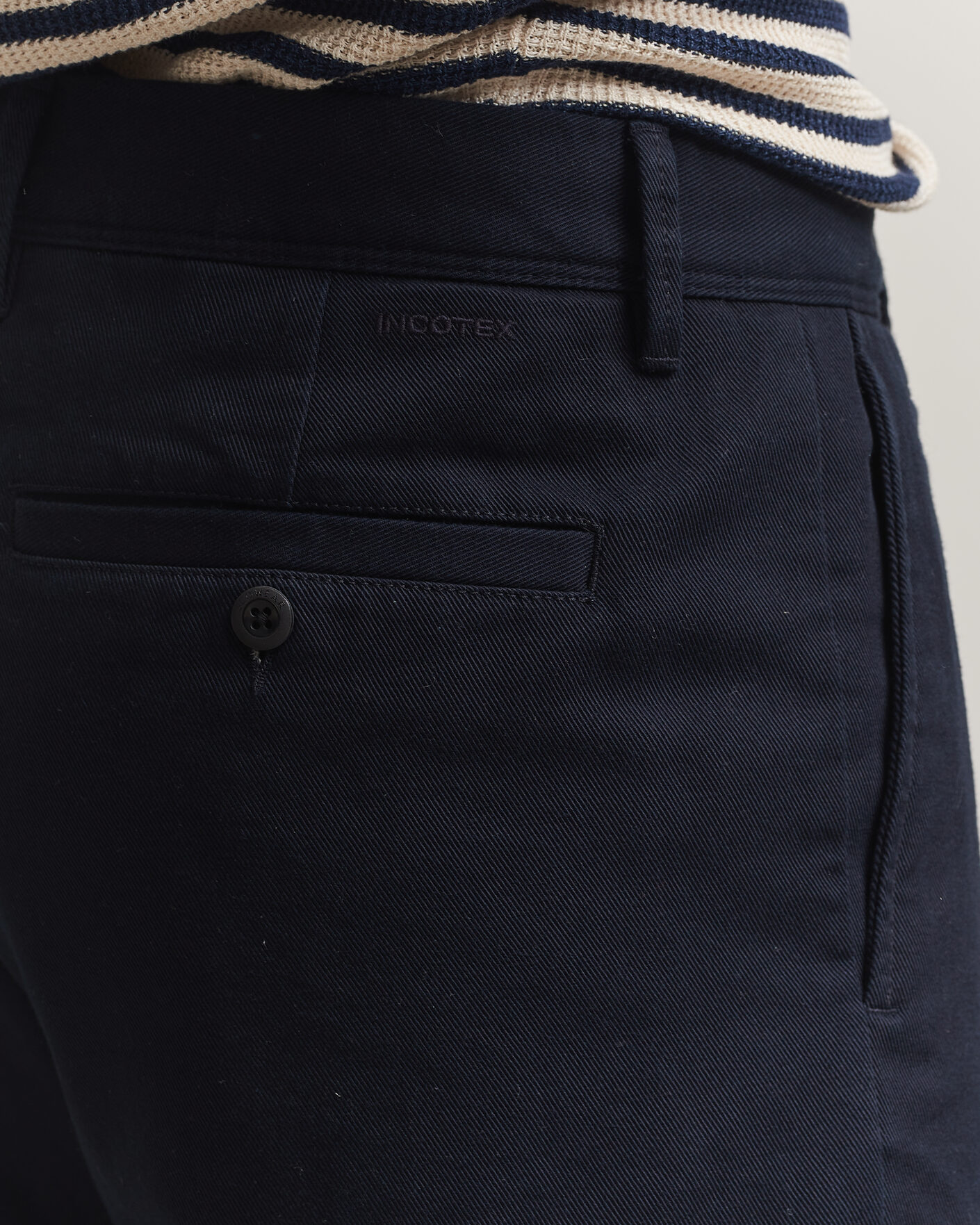 Men | Trousers | Incotex | Regular Fit Uniform Cotton Slacks Navy