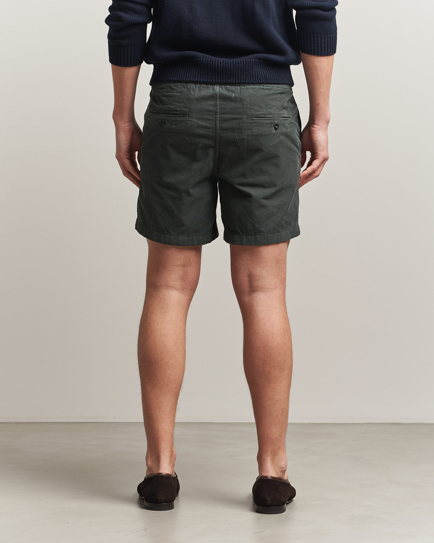 Men | Shorts | Incotex | Baby Corduroy Drawstring Shorts Dark Green
