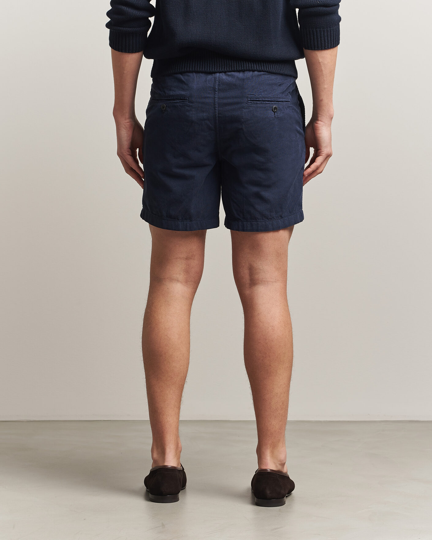 Men | Shorts | Incotex | Baby Corduroy Drawstring Shorts Navy
