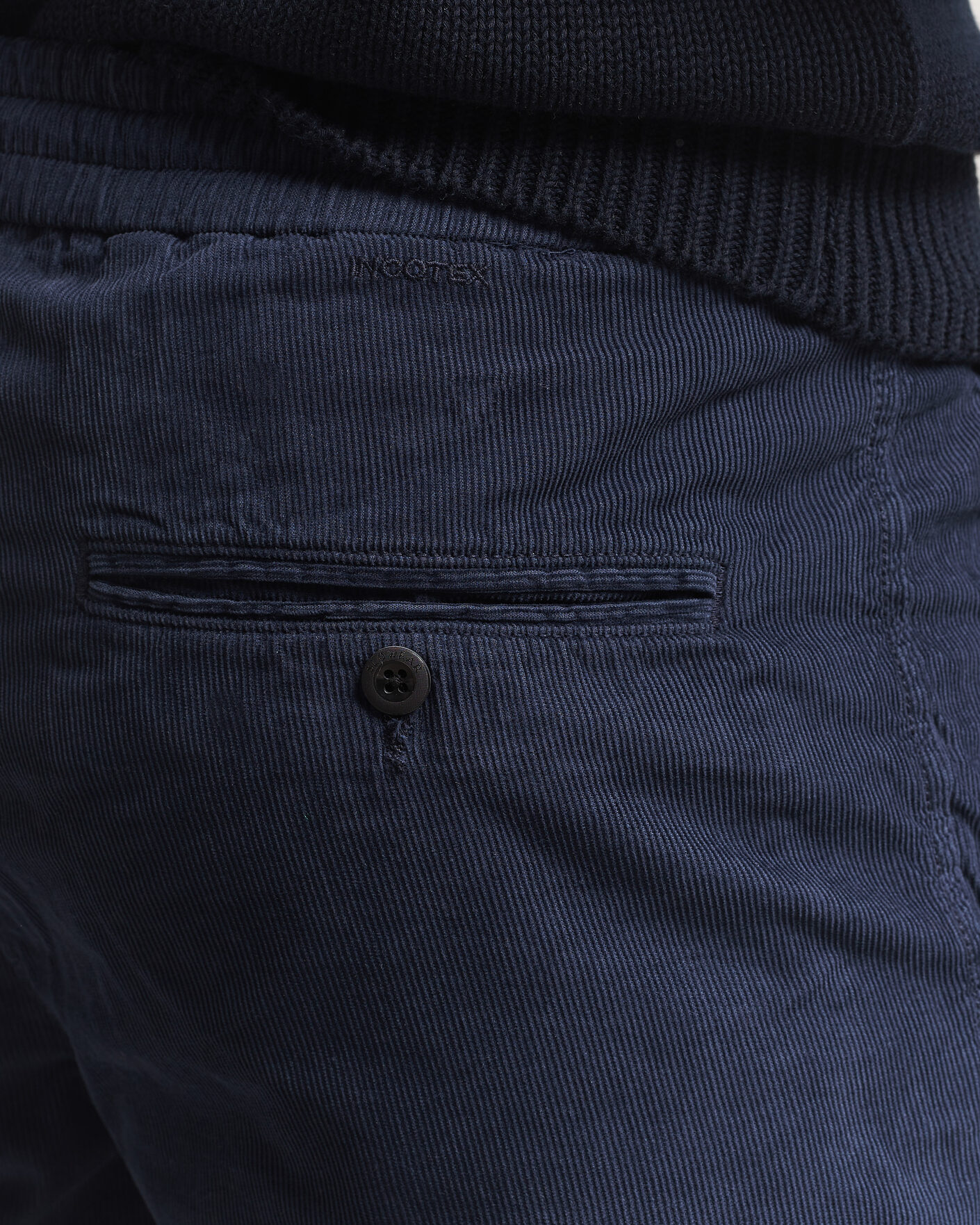 Men | Shorts | Incotex | Baby Corduroy Drawstring Shorts Navy