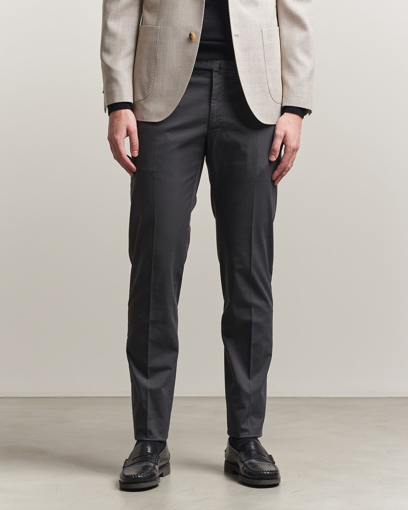 Men | Trousers | Incotex | Slim Fit Comfort Chinos Dark Grey