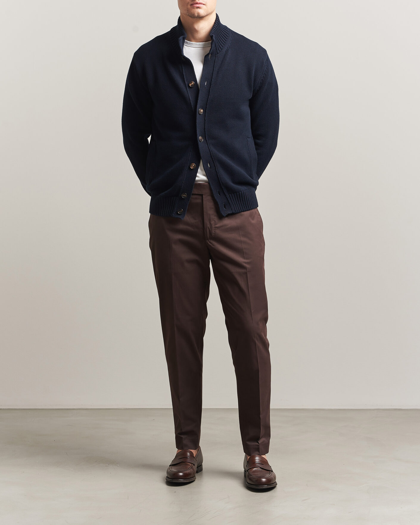 Men | Trousers | Incotex | Regular Fit Flexgab Cotton Chinos Dark Brown