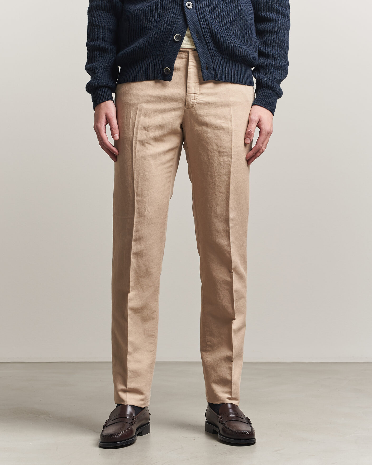 Men | Trousers | Incotex | Regular Fit Chinolino Trousers Beige