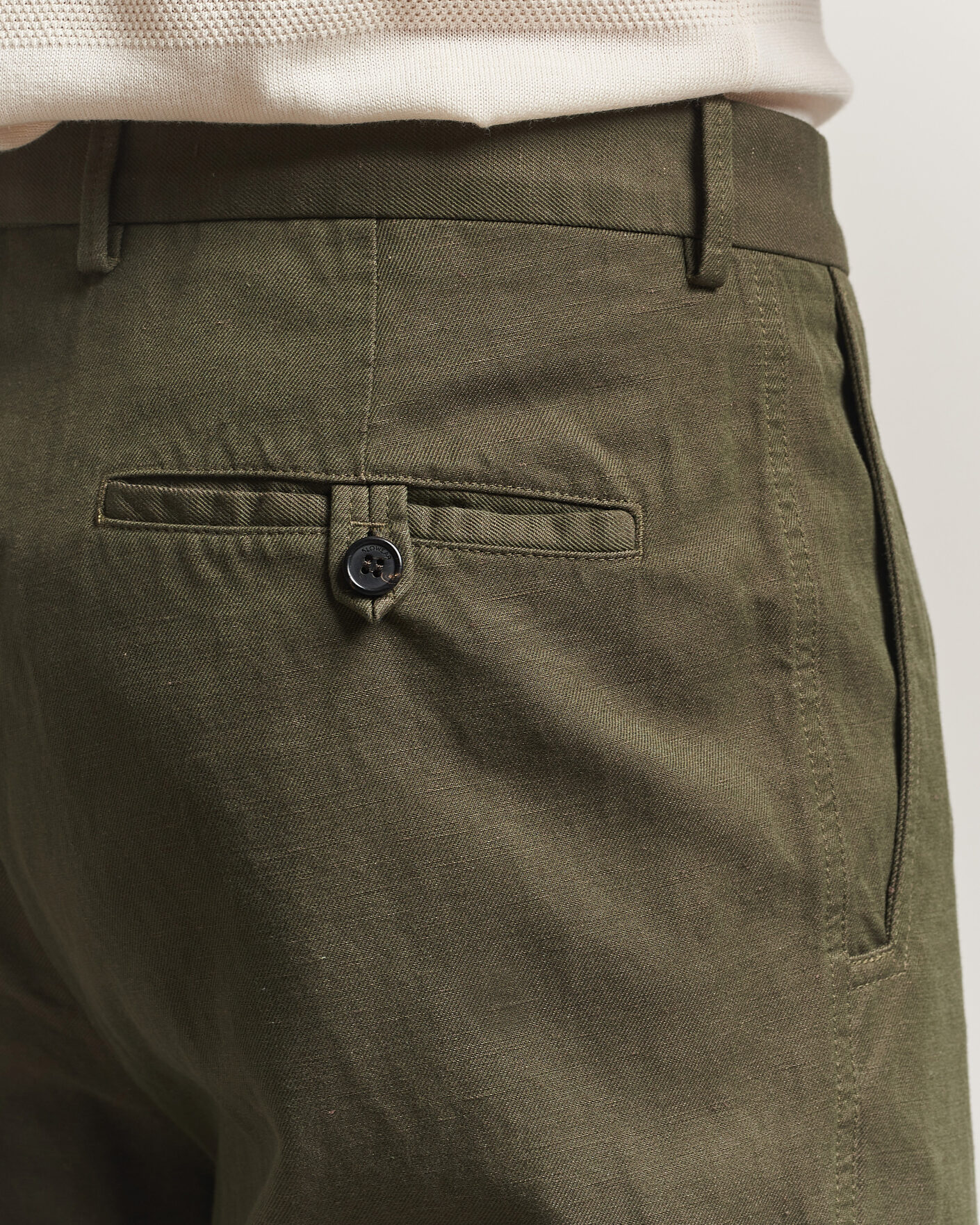 Incotex Regular Fit Cotton/Linen Drill Trousers Military at