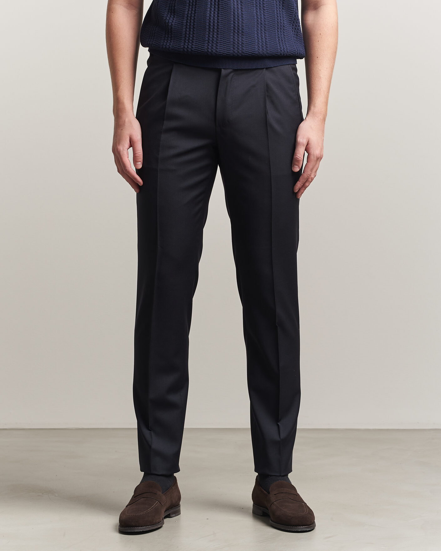 Men | Trousers | Incotex | Regular Fit Super 100s Wool Pants Blue