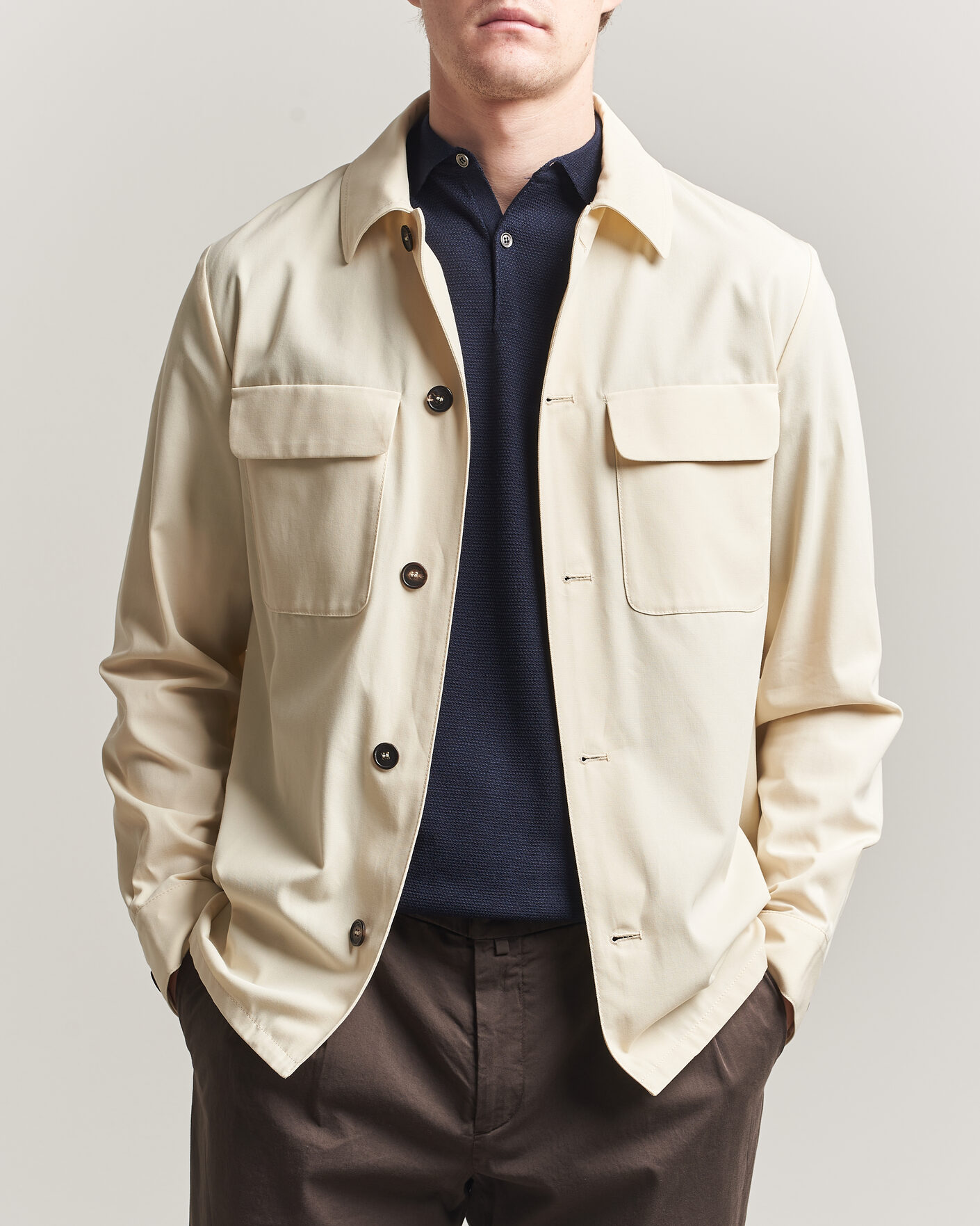 Men | Shirts | Incotex | Ice Cotton Twill Overshirt Natural