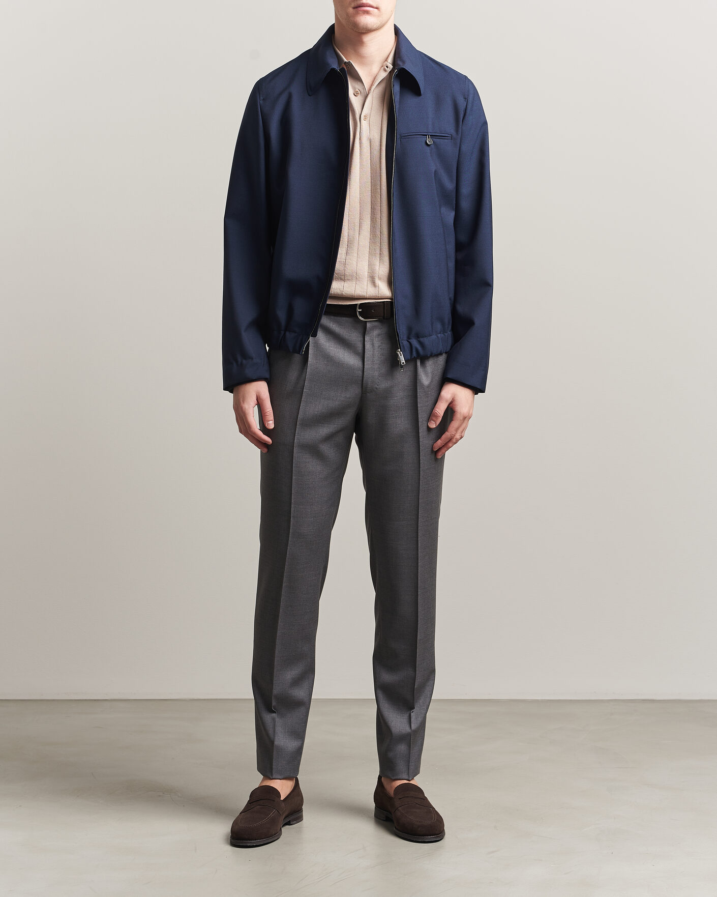 Men | Coats & Jackets | Incotex | Primo Wool Shirt Jacket Navy