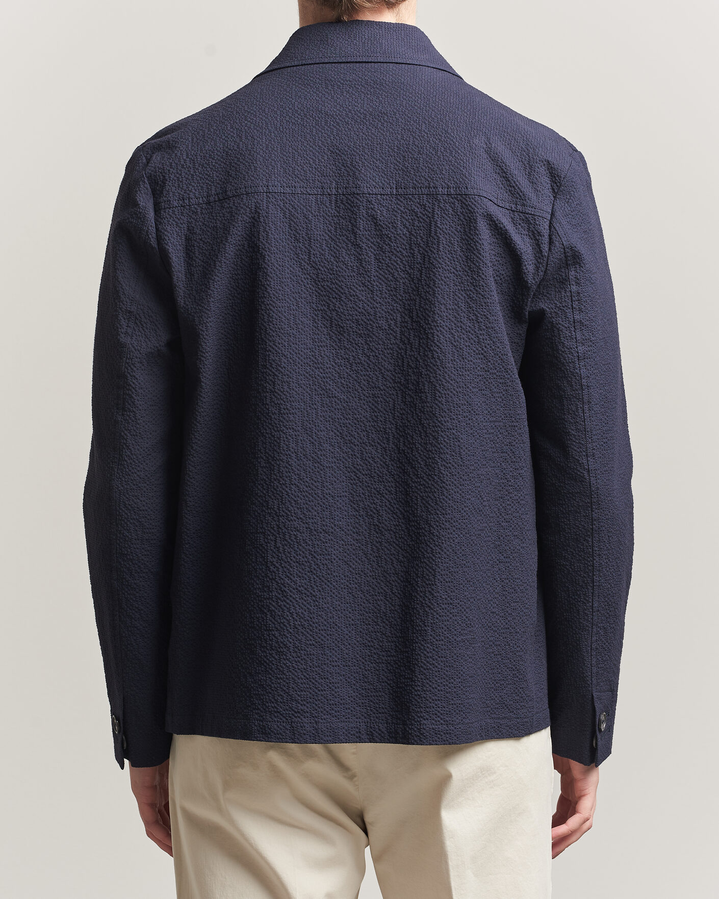 Men | Coats & Jackets | Incotex | Seersucker Cotton/Silk Chore Jacket Navy