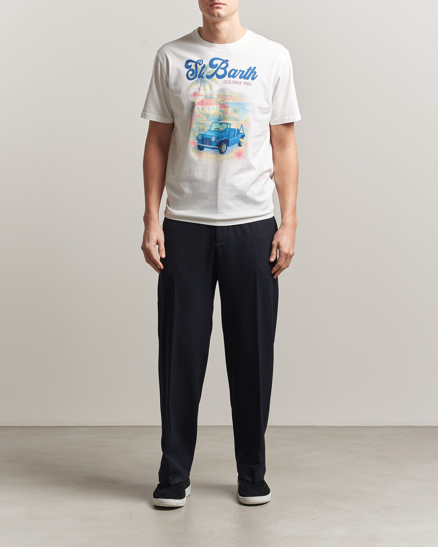 Men | T-Shirts | MC2 Saint Barth | Printed Cotton T-Shirt Ibiscus Car