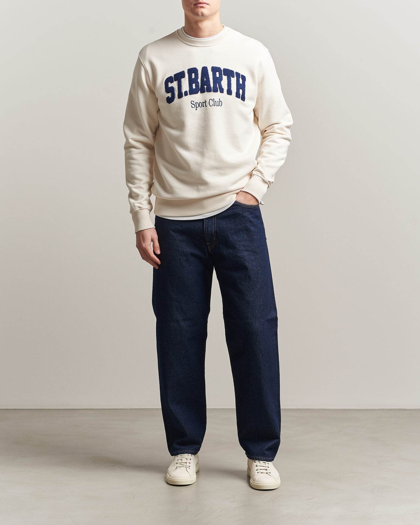 Men | Sweaters & Knitwear | MC2 Saint Barth | Terry Cotton Logo Sweatshirt Off White