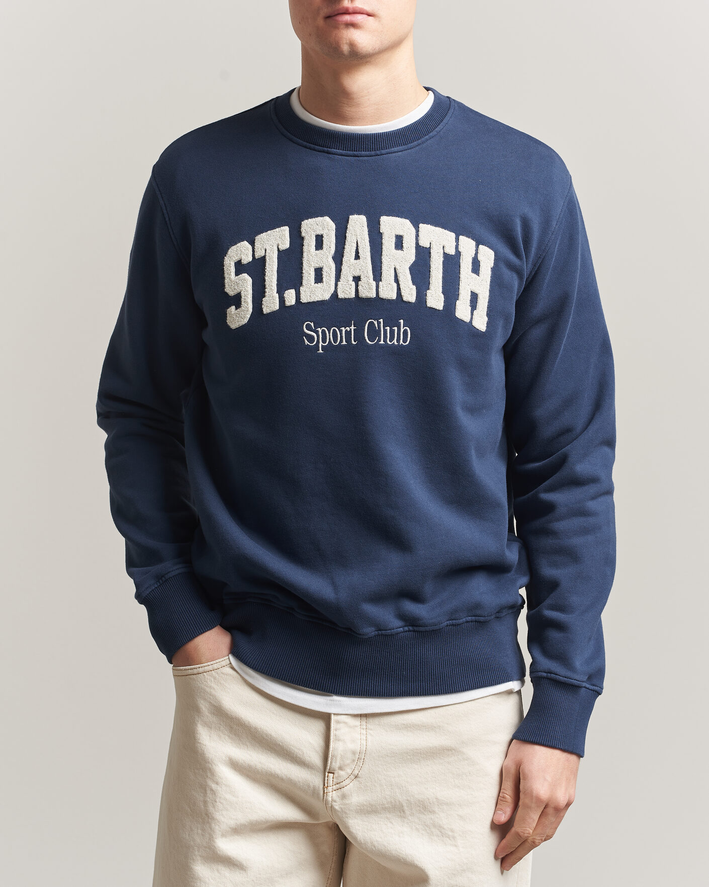 Men | Sweaters & Knitwear | MC2 Saint Barth | Terry Cotton Logo Sweatshirt Navy