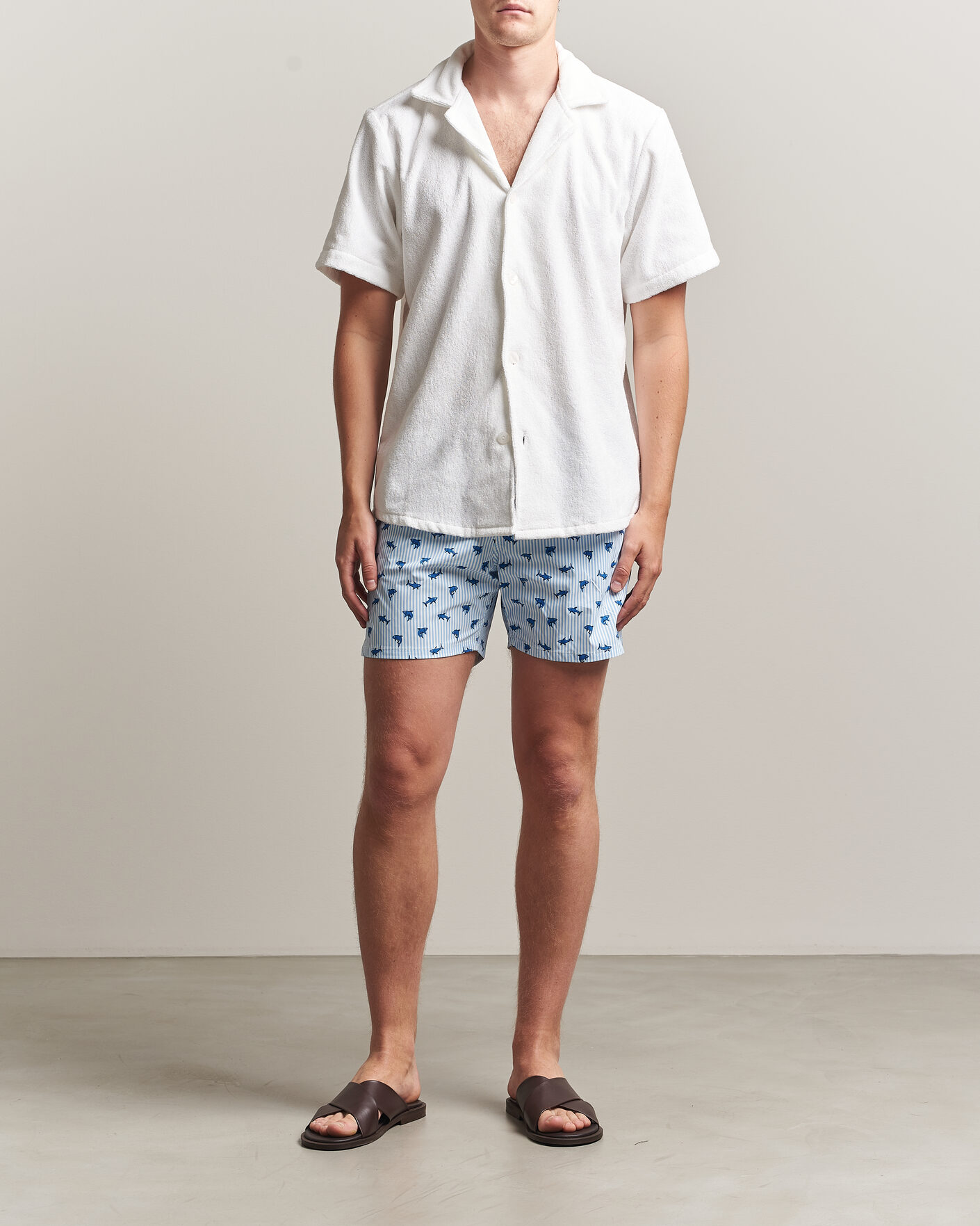 Men | MC2 Saint Barth Printed Swim Shorts Blue Sharks | MC2 Saint Barth | Printed Swim Shorts Blue Sharks