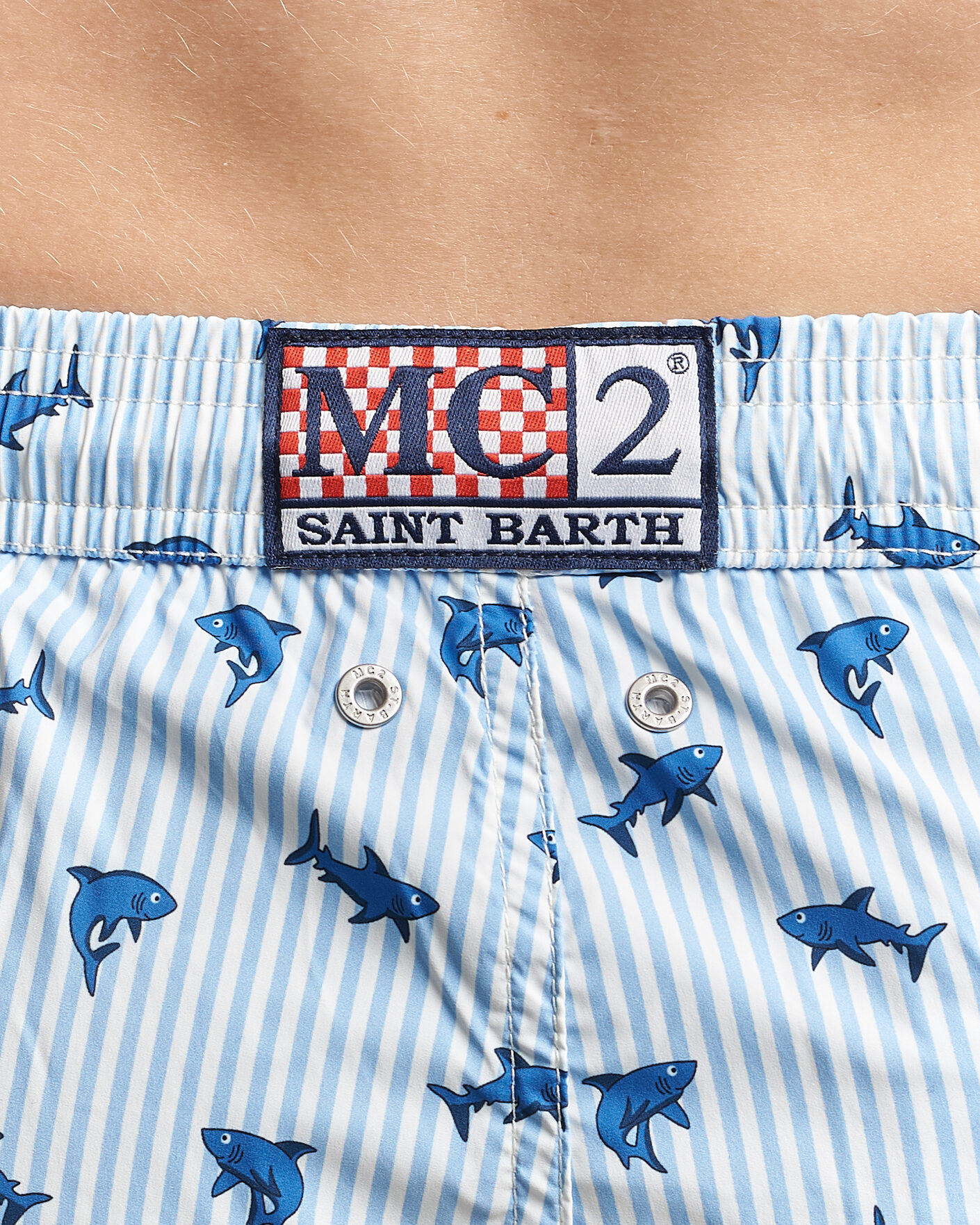 Men | MC2 Saint Barth Printed Swim Shorts Blue Sharks | MC2 Saint Barth | Printed Swim Shorts Blue Sharks