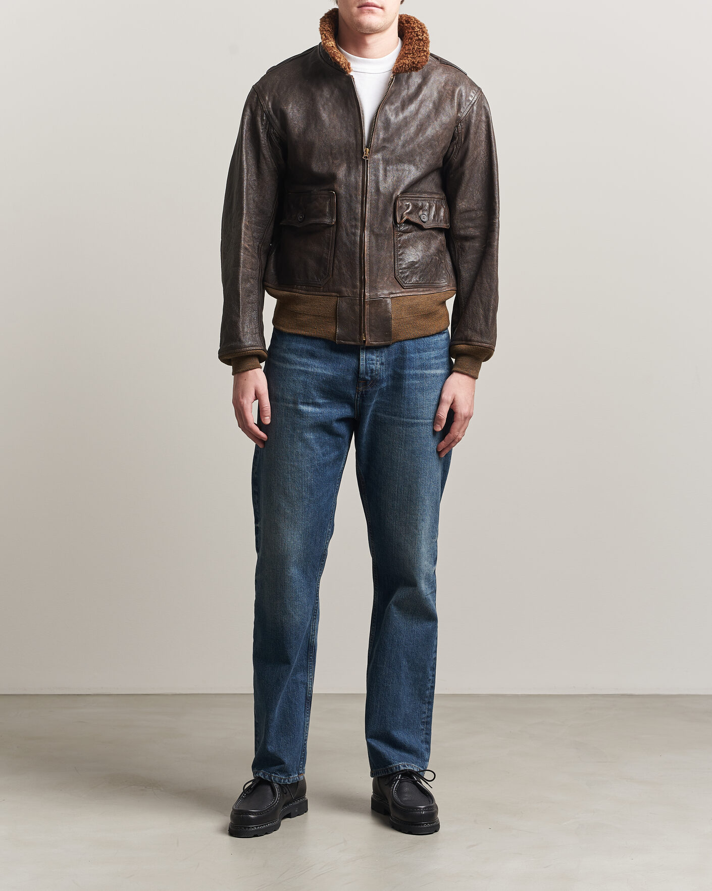 Men | Coats & Jackets | RRL | Pratt Leather Jacket Vintage Brown