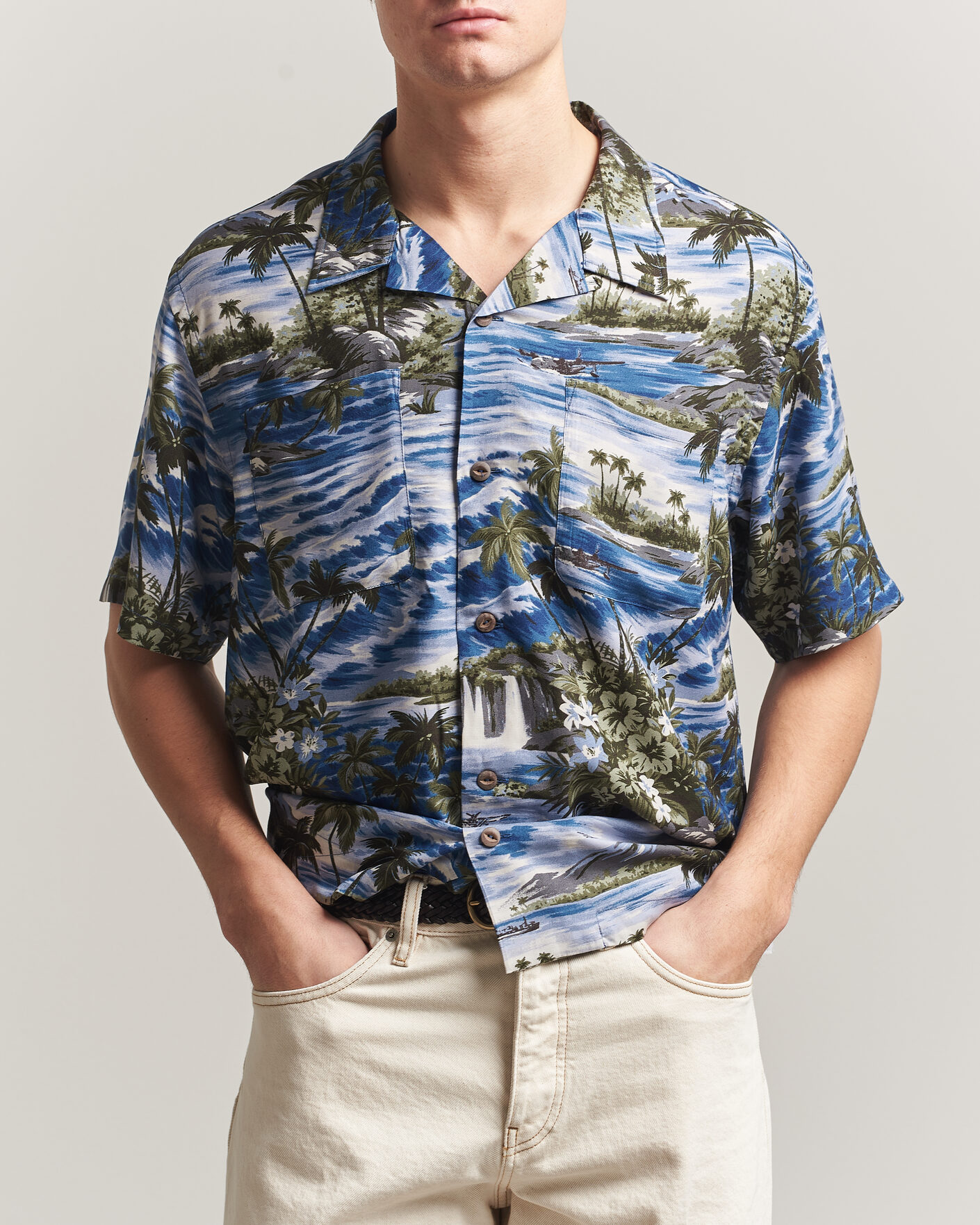 Men | Shirts | RRL | Printed Camp Shirt Blue