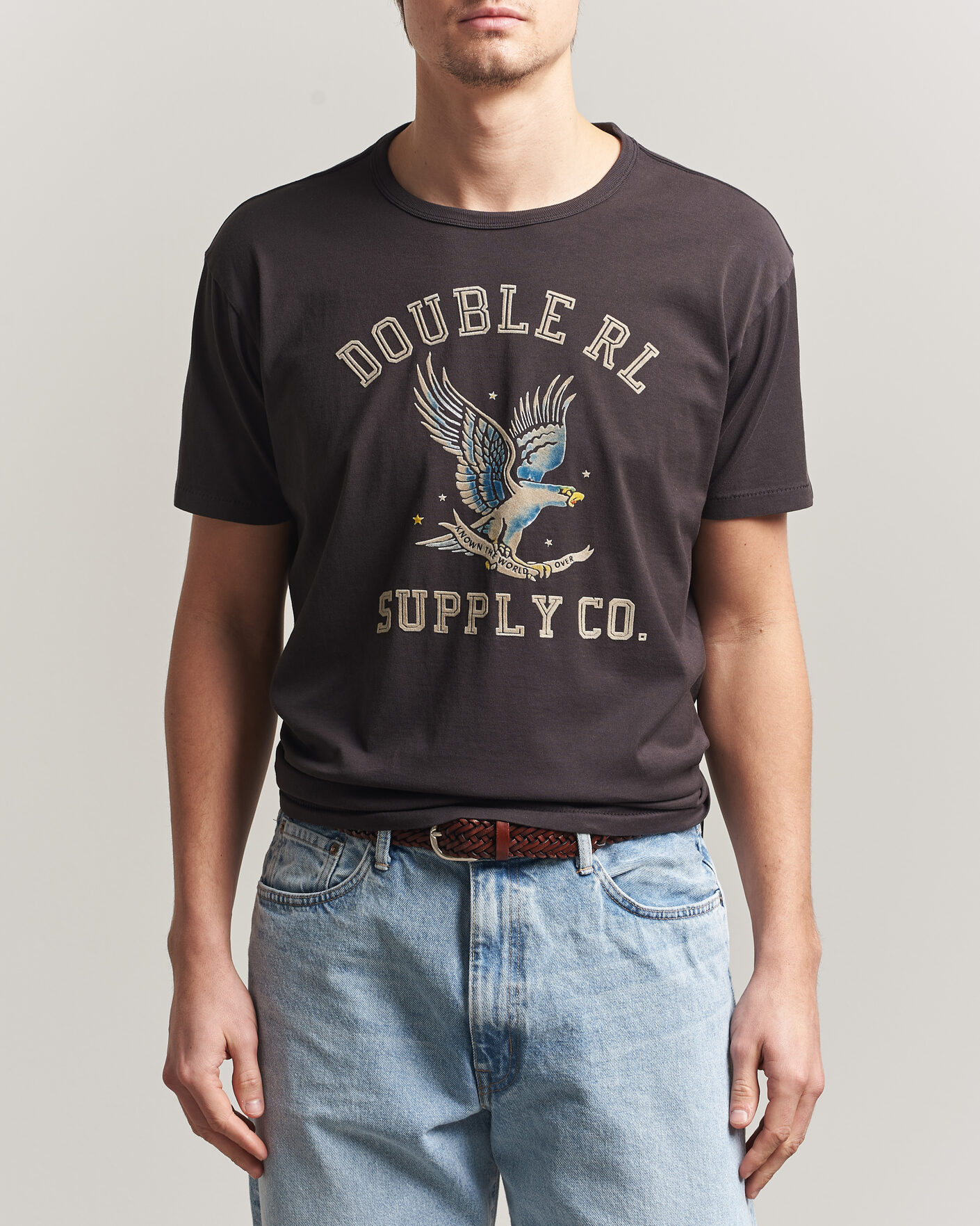 RRL Eagle Print Tee Faded Black at CareOfCarl.com