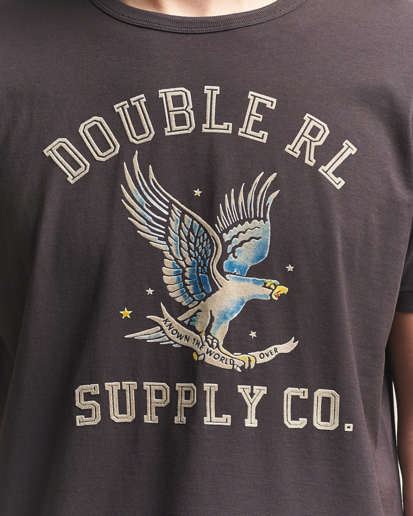 RRL Eagle Print Tee Faded Black at CareOfCarl.com