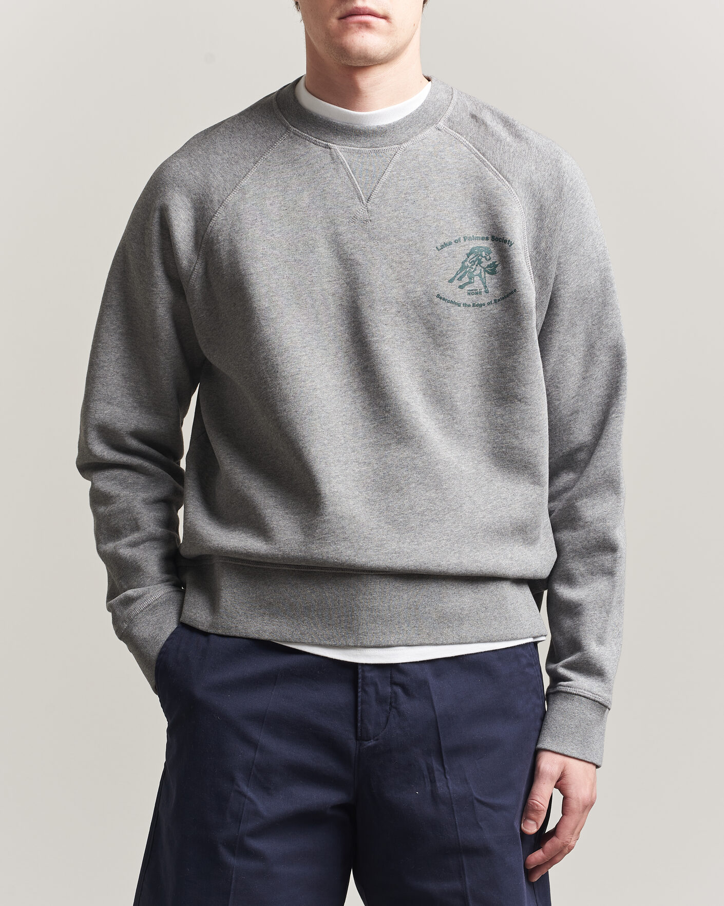Men | Sweaters & Knitwear | Palmes | Lake Raglan Sweatshirt Grey Melange