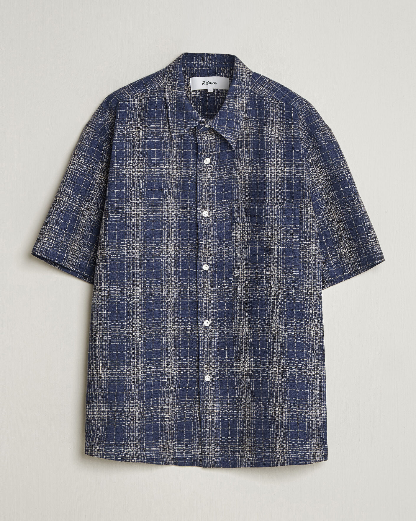 Men | Shirts | Palmes | Cotton/Linen Short Sleeve Shirt Navy Check