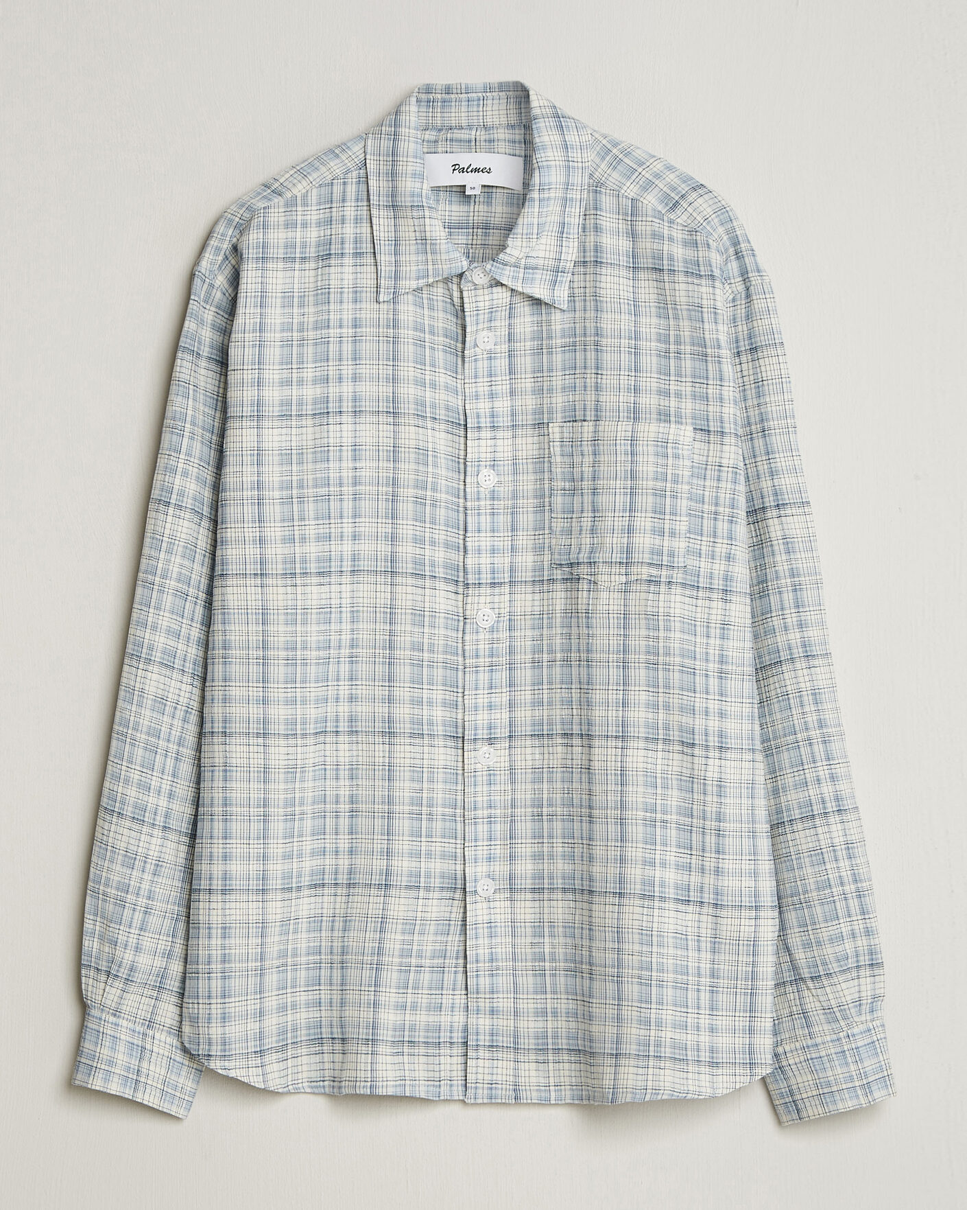 Men | Shirts | Palmes | Cotton/Linen Shirt Light Blue Check
