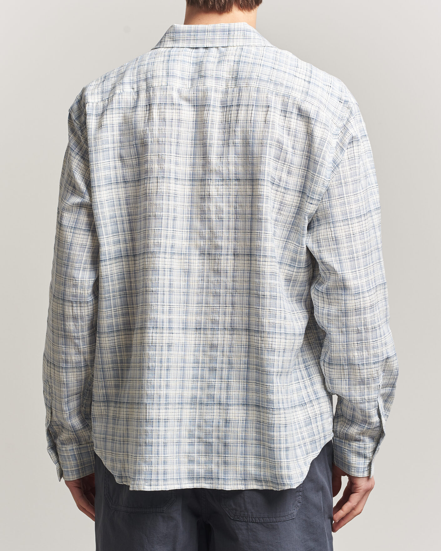 Men | Shirts | Palmes | Cotton/Linen Shirt Light Blue Check