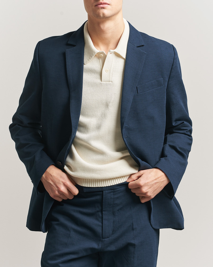 Men | Blazers | Palmes | Single Breasted Cotton Blazer Navy