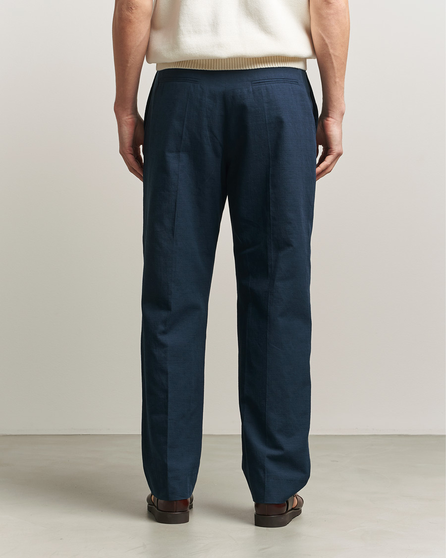 Men | Trousers | Palmes | Pleated Cotton Trousers Navy