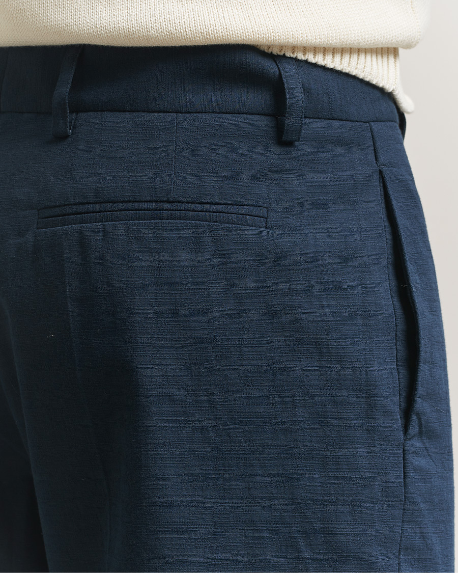 Men | Trousers | Palmes | Pleated Cotton Trousers Navy