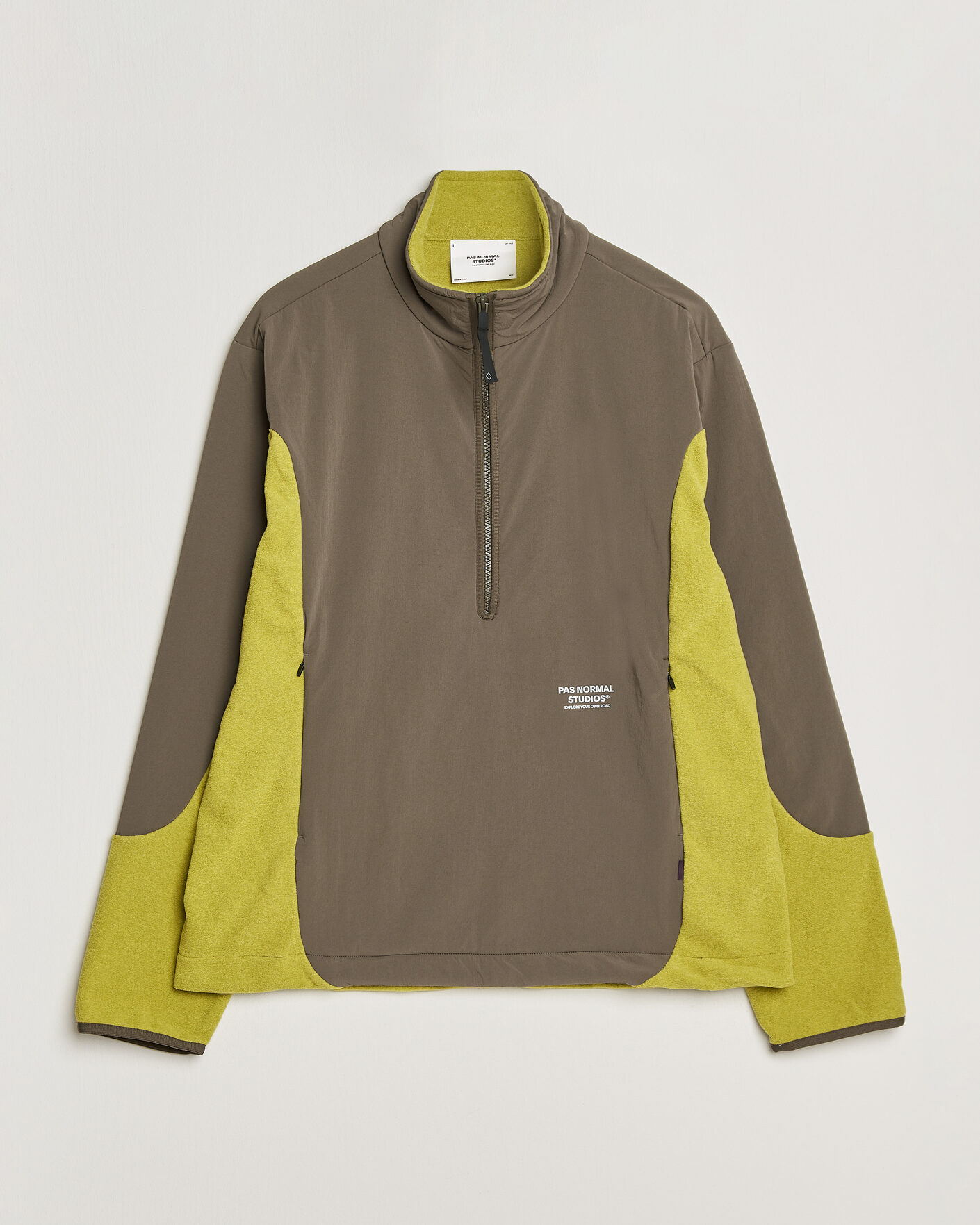 Men | Coats & Jackets | Pas Normal Studios | Off Race Light Fleece Half Zip Moss Green