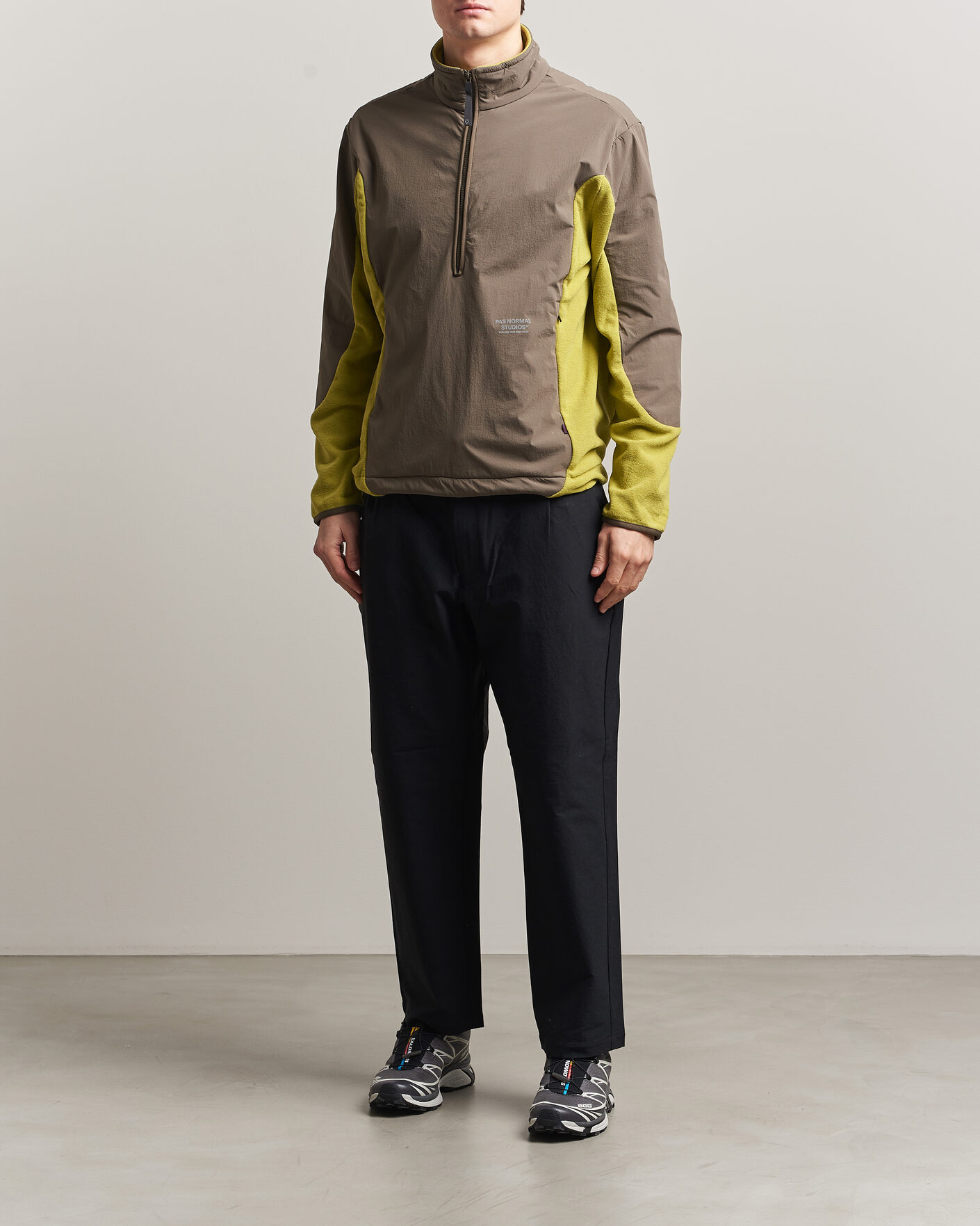 Men | Coats & Jackets | Pas Normal Studios | Off Race Light Fleece Half Zip Moss Green