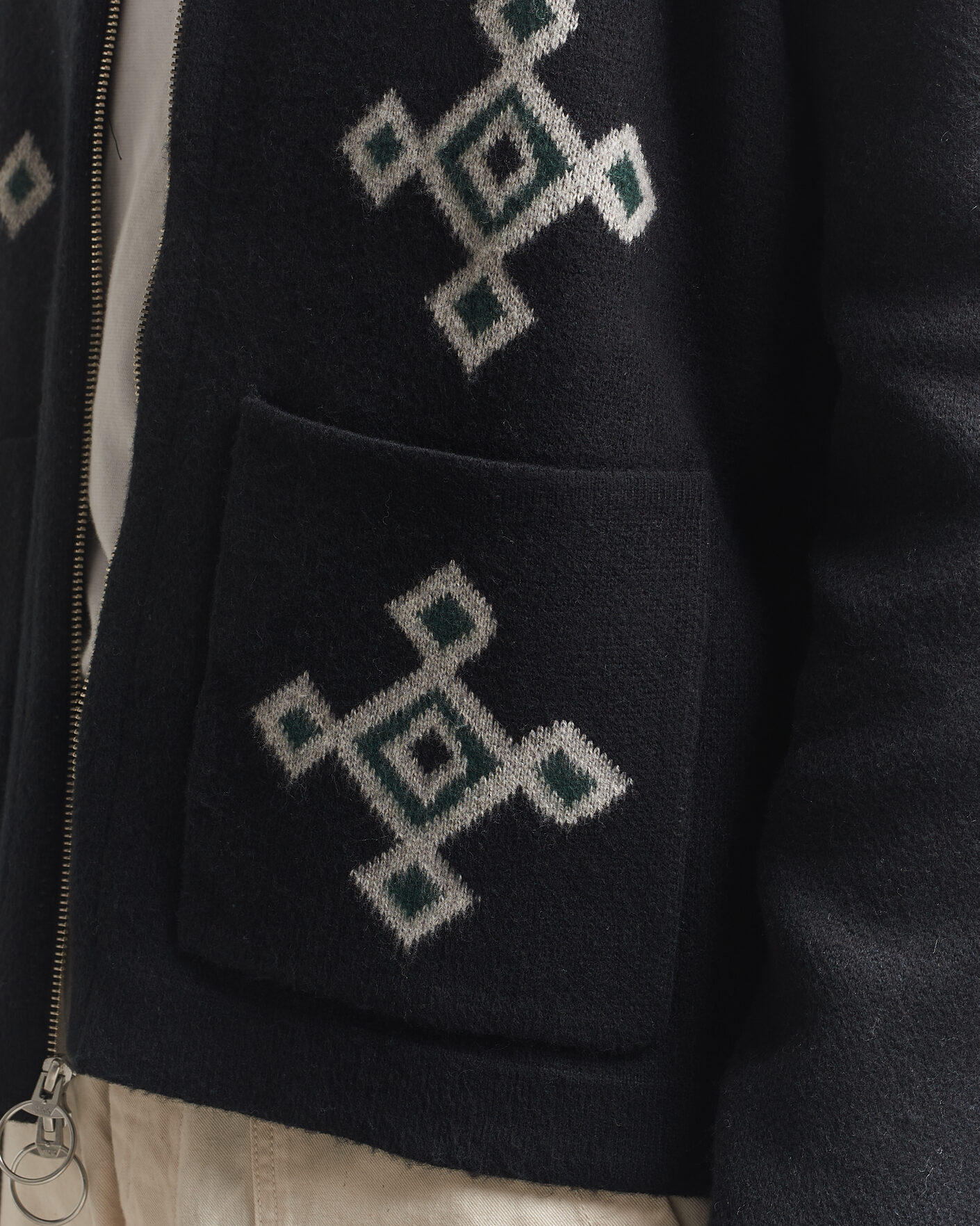Men | Sweaters & Knitwear | Pendleton | Jacquard Motif Zip Cardigan Midnight