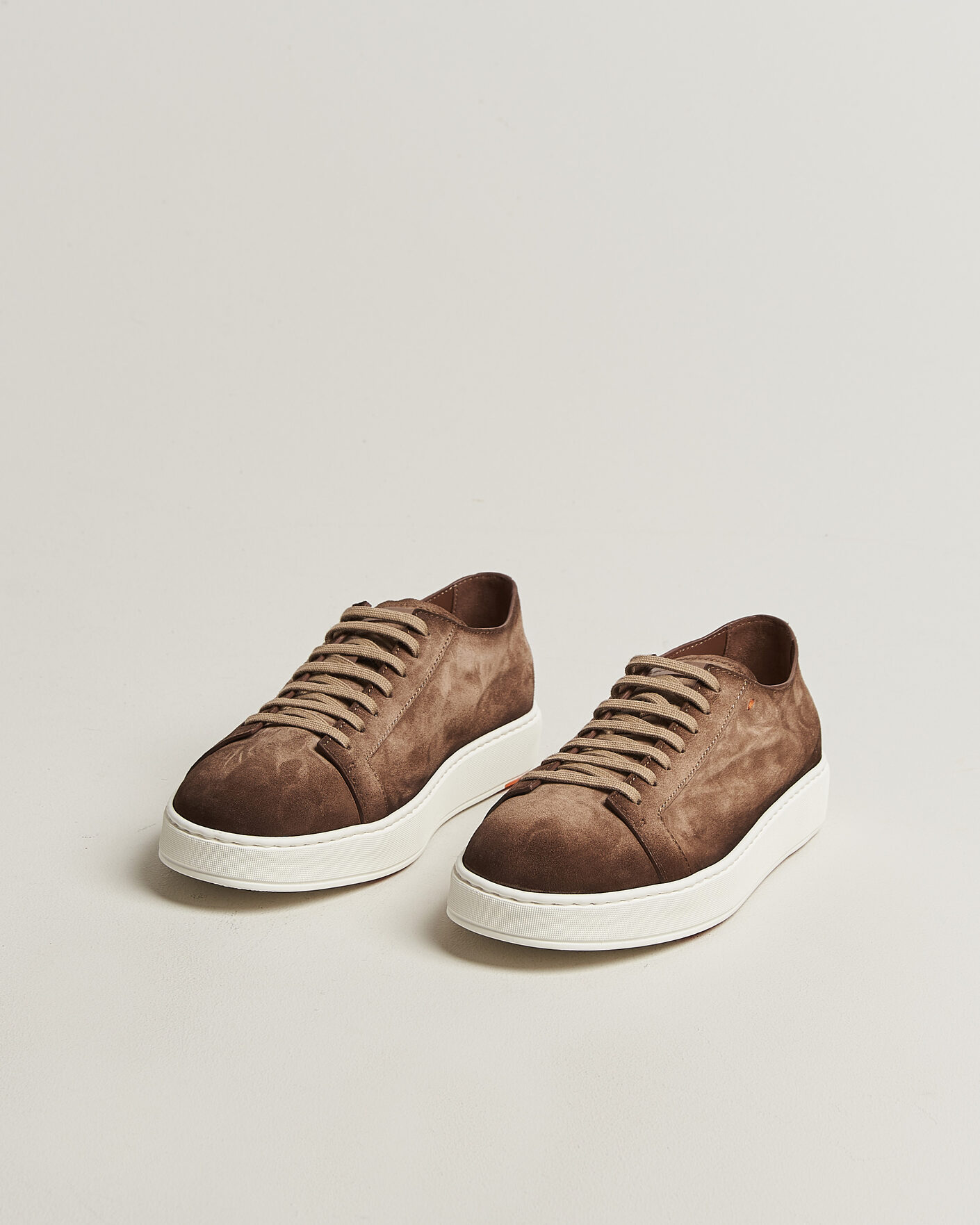 Men | Sneakers | Santoni | Cleanic Silk Suede Sneakers Dark Brown