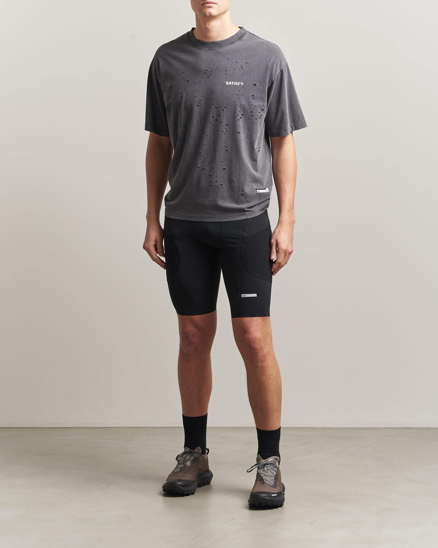 Men | T-Shirts | Satisfy | MothTech Small Logo T-Shirt Aged Black