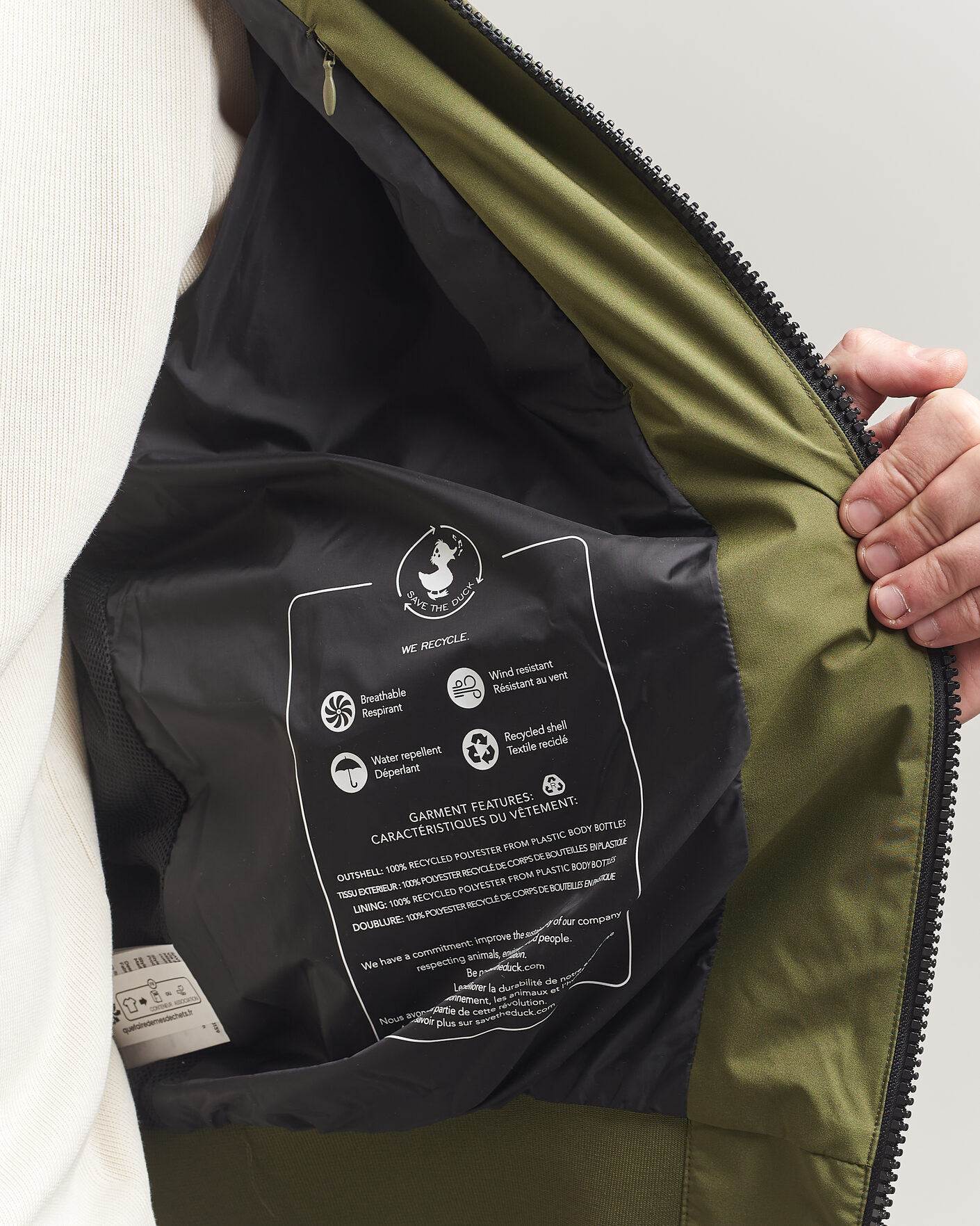 Men | Coats & Jackets | Save The Duck | Finlay Nylon Harrington Jacket Dusty Olive