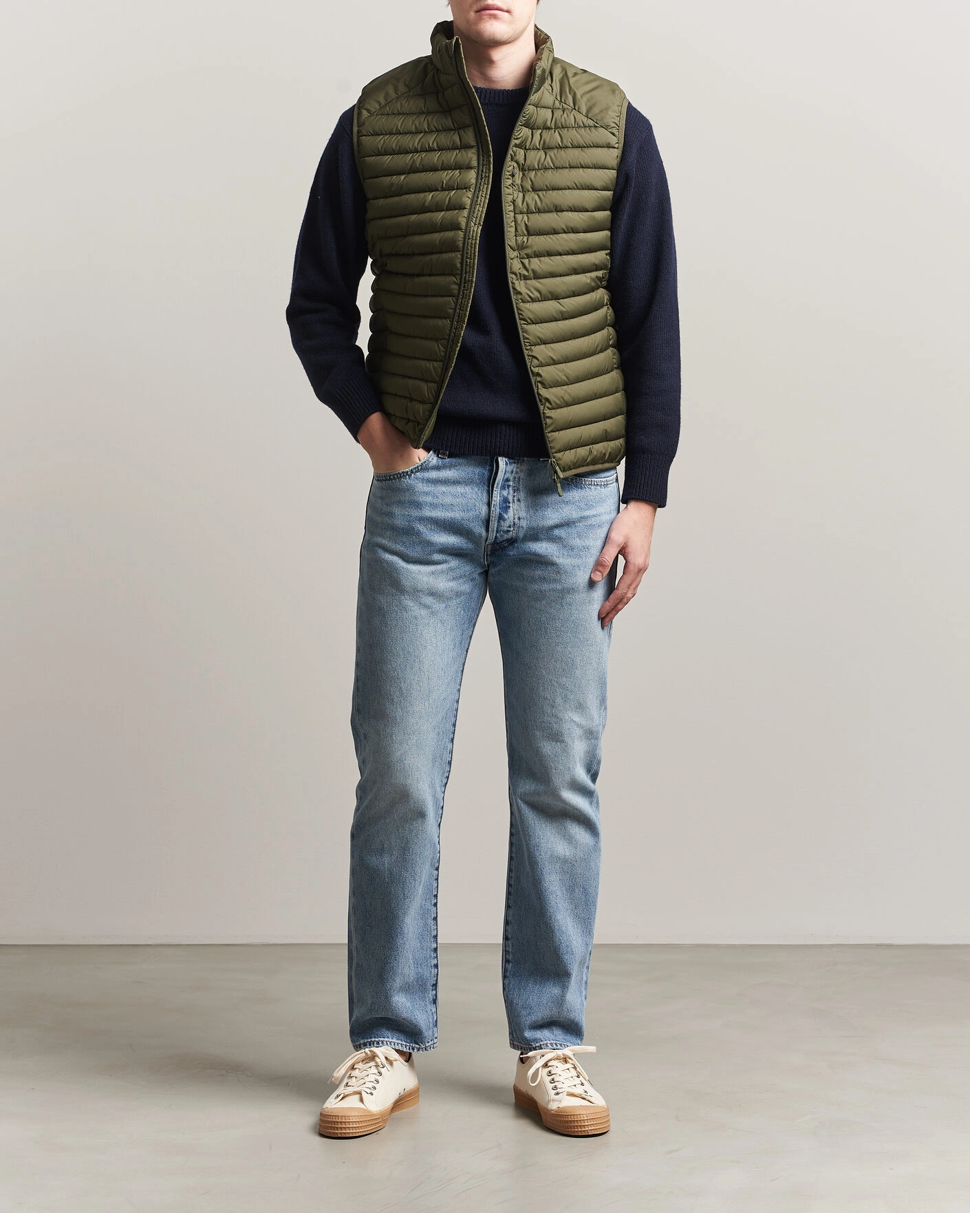 Men | Gilets | Save The Duck | Dave Lightweight Padded Vest Snake Green