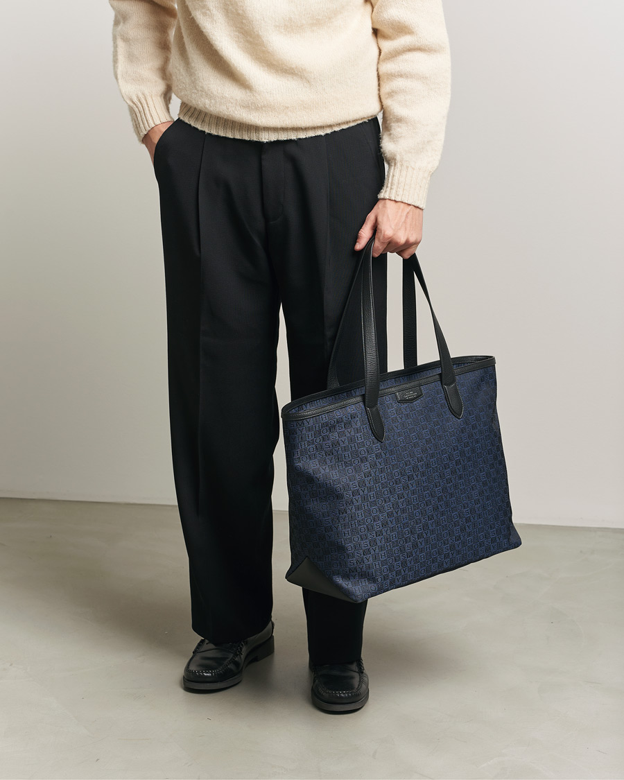 Men | Bags | Smythson | Canvas Stamp Tote Navy